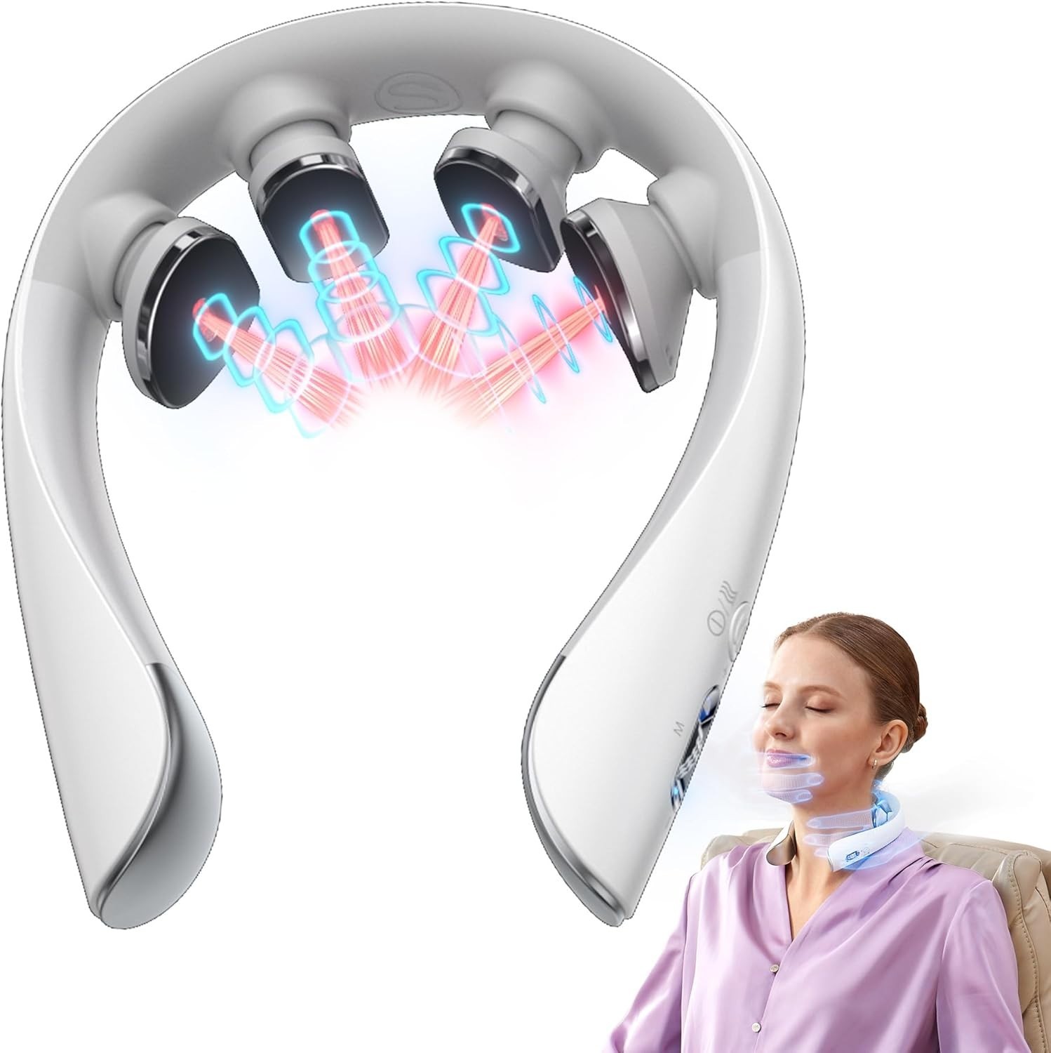 SKG Neck Massager with Heat Electric Red Light Pulse Vibration K5-3PRO