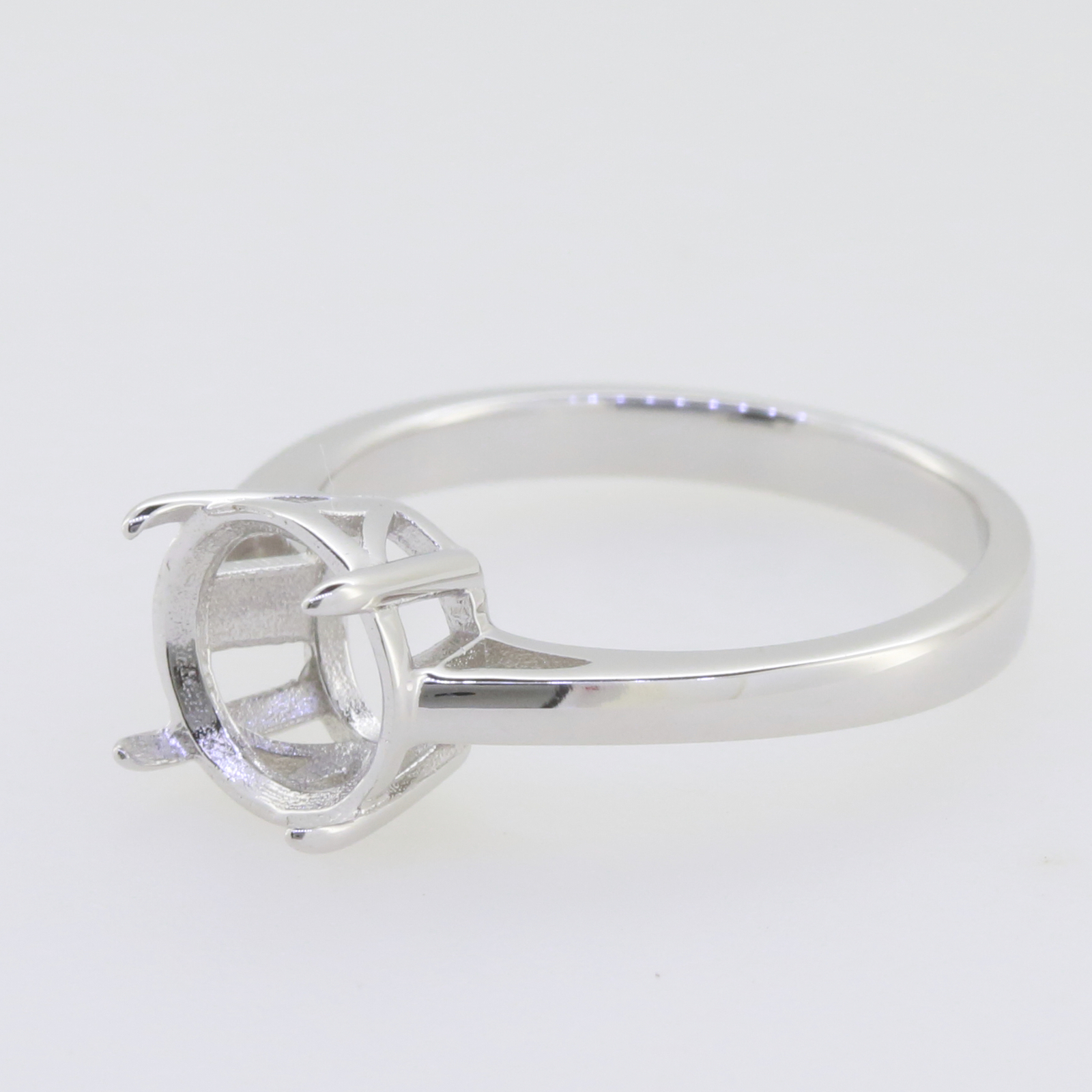 Sterling Silver Semi Mount Ring Setting Round RD 9x9mm Solitaire White
