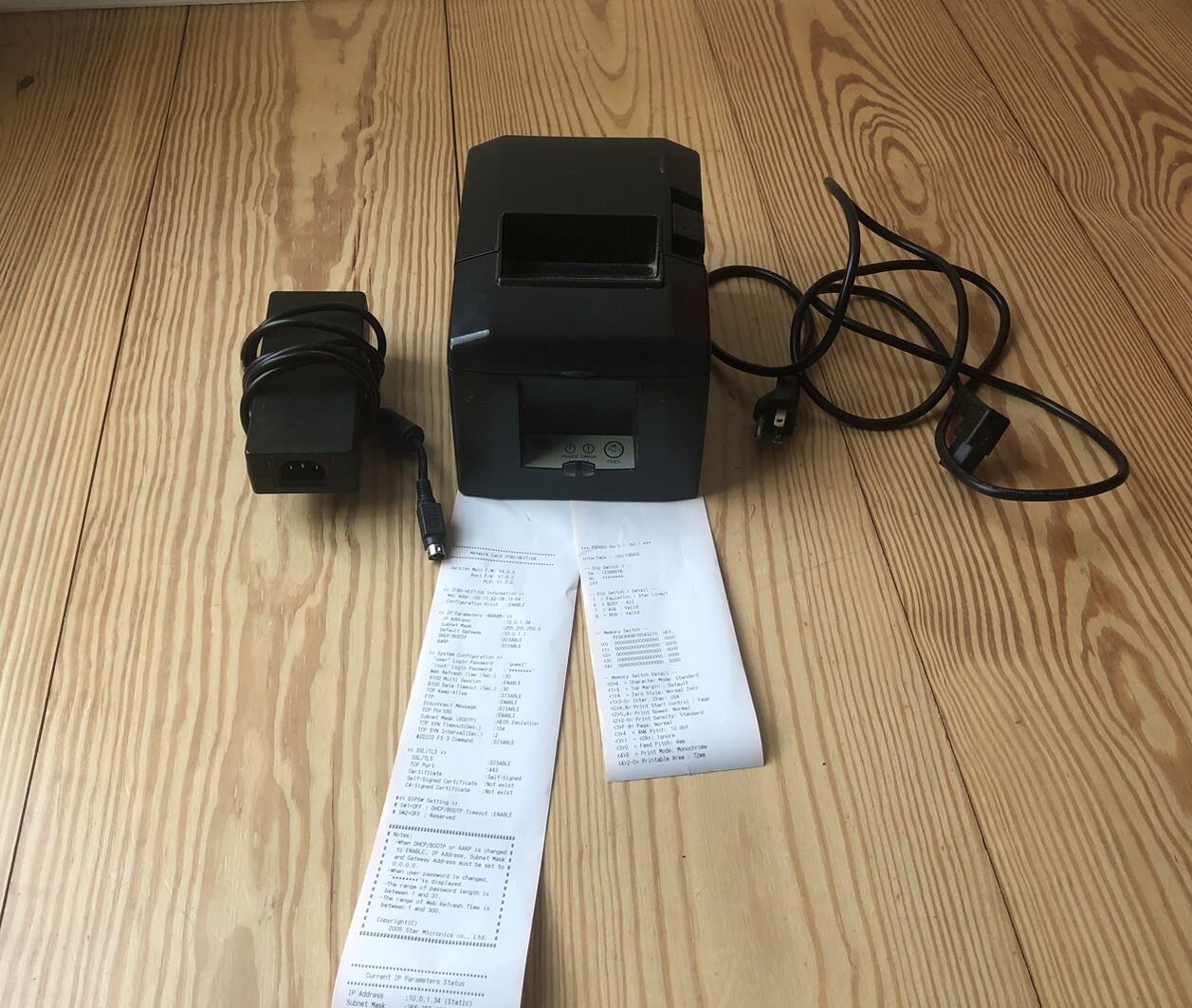Star TSP650 TSP654 LAN Ethernet Receipt Printer w/ Power Supply