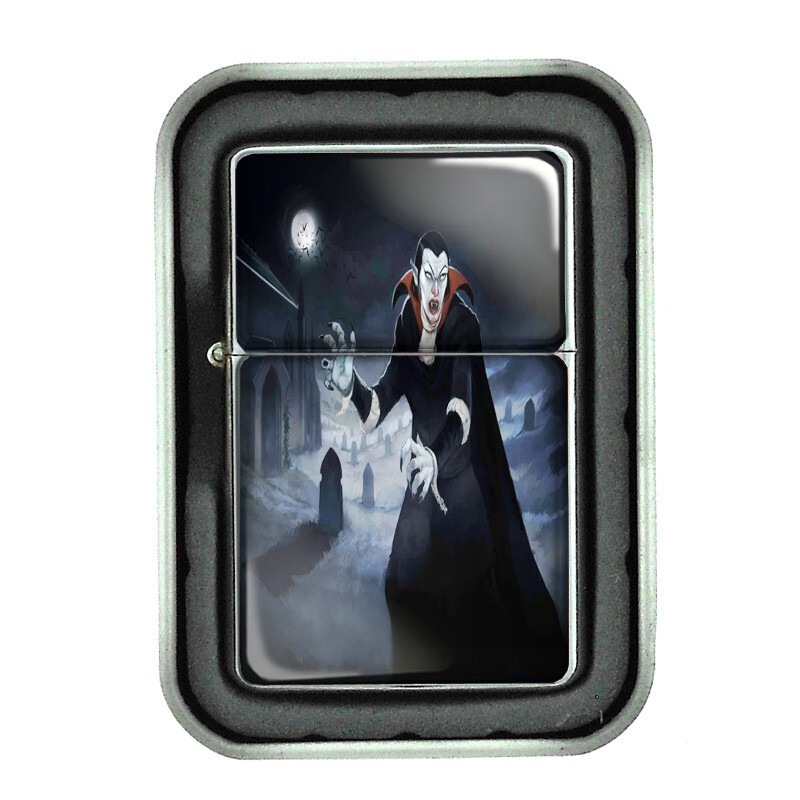 Dracula Vampire D7 Flip Top Oil Lighter Windproof