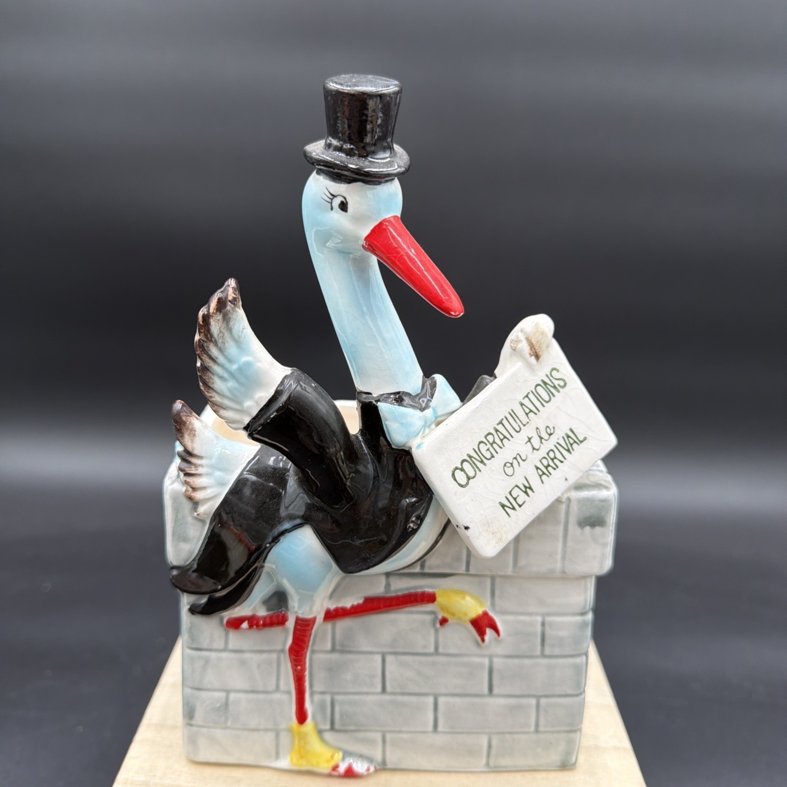 Vintage Ucagco Ceramic Stork Planter Japan Kitsch MCM