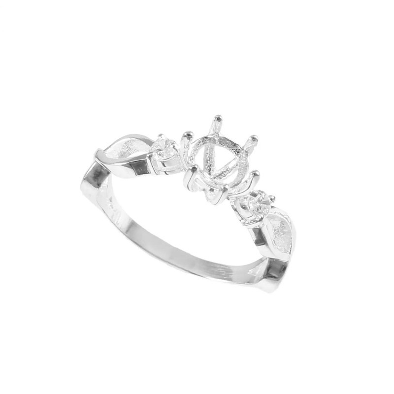 Semi Mount Pendant Stone Setting Size 6x6 MM Round Shape 925 Sterling Silver