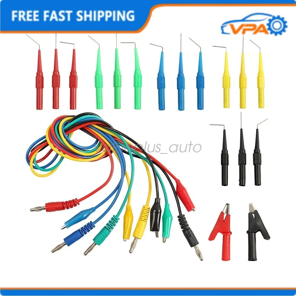 22Pcs Automotive Back Probe Kit Multimeter Test Leads Alligator Clips Wire Tool