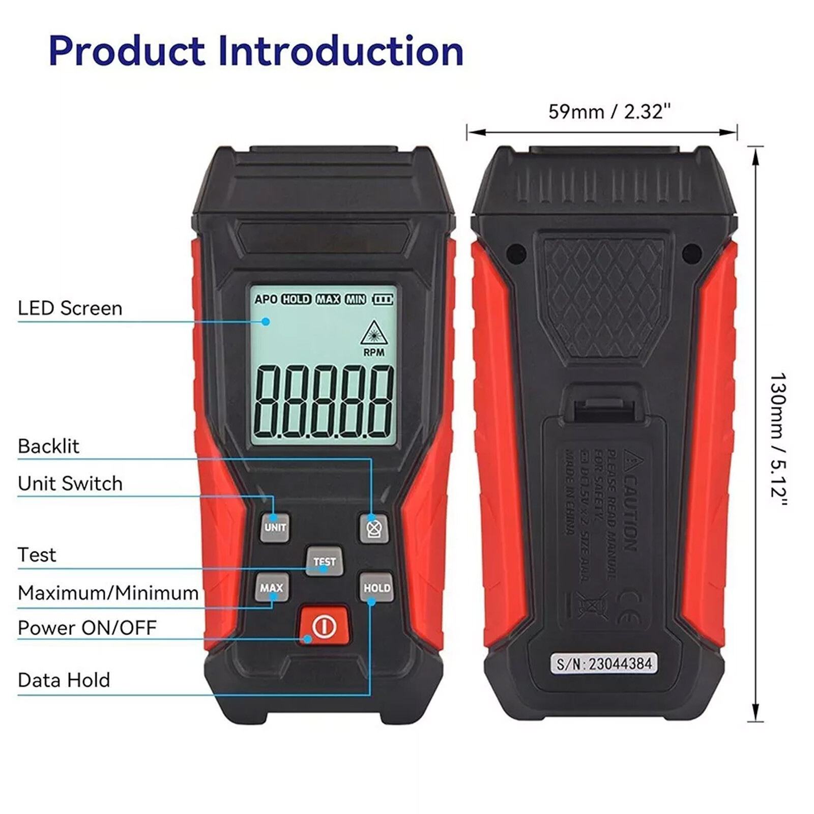 Robust NonContact Digital Tachometer Suitable for Small and Large Engines