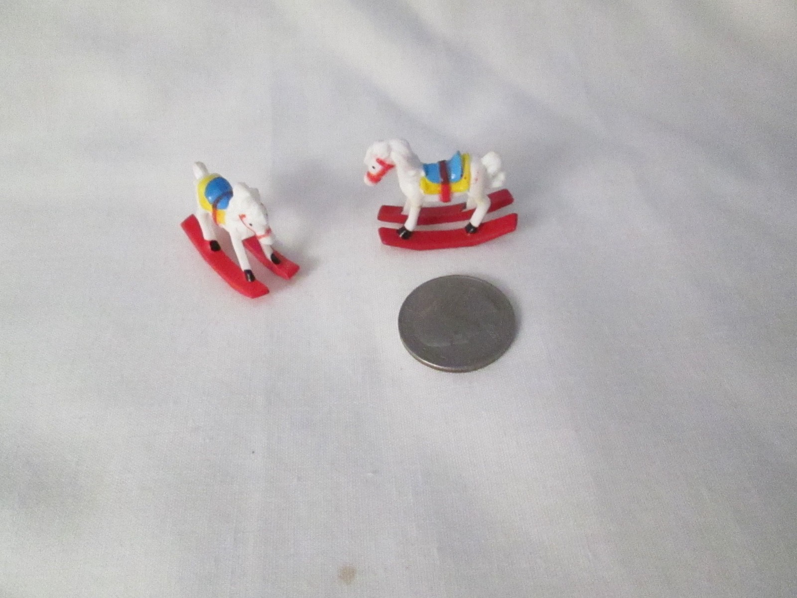 Vintage Lot of 4 Miniature 1 inch Rocking Horse Christmas Craft Miniatures, New