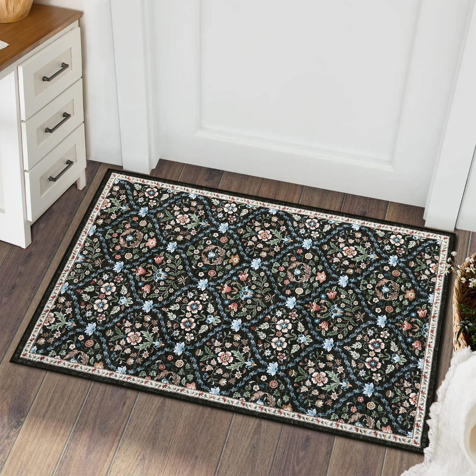 ROYHOME Small Rug Moroccan Trellis Washable Area Rug Doormat Stain Resistant ...