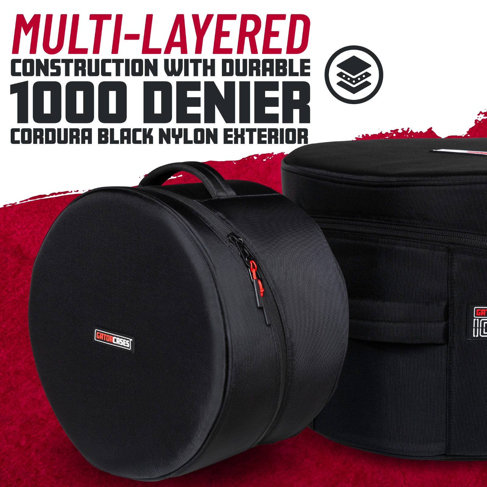 Gator Cases ICON Premium 4-Piece Rock Drum Set Bags; 22x18, 16x16, 12x9, 10x8