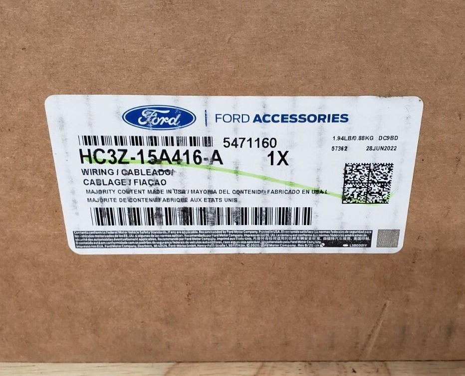 NEW 2017-2022 Ford Super Duty F250 - F550 In Bed Trailer Wiring Harness, OEM