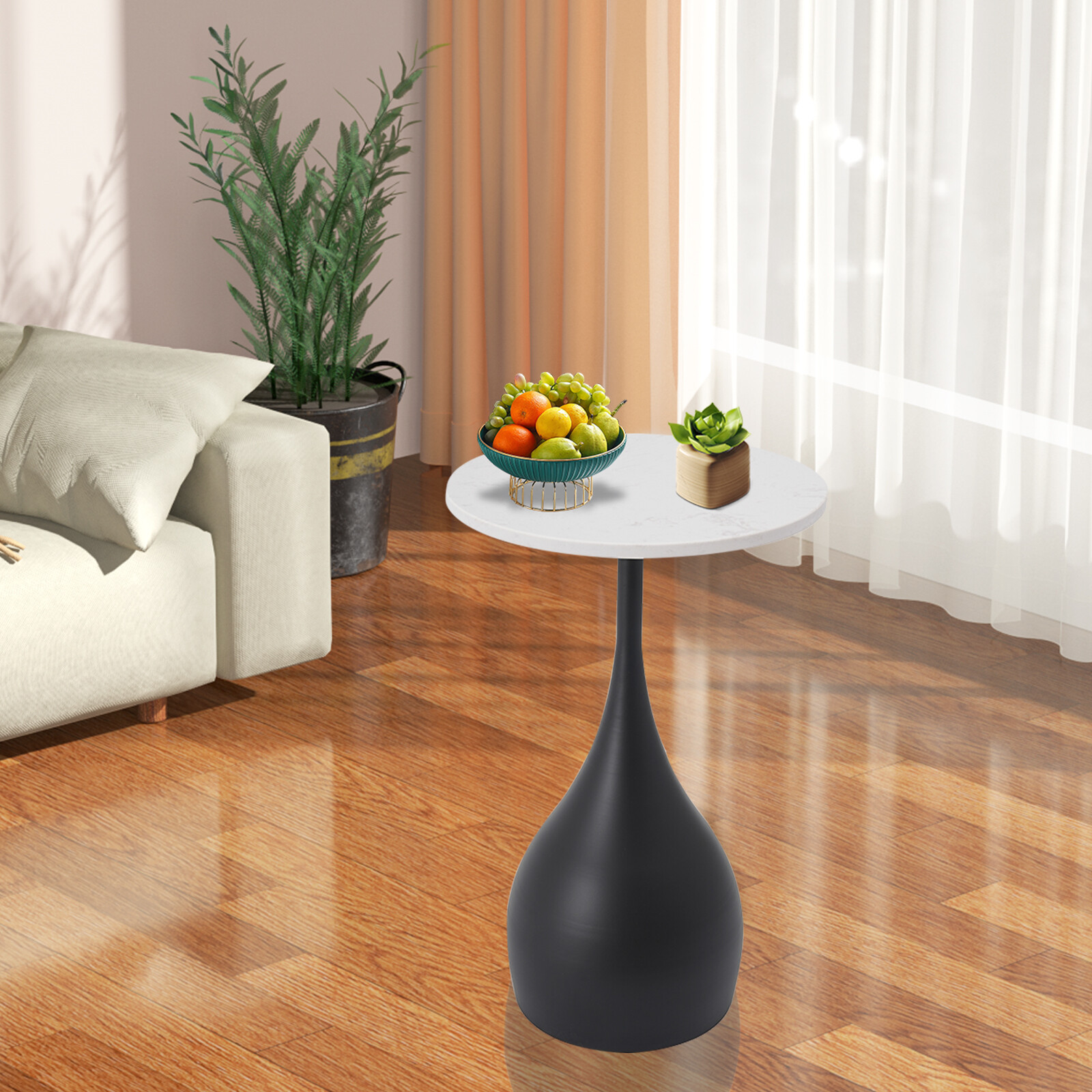 13.78 Inch Modern Marble Sofa Side Table for Small Spaces and Style