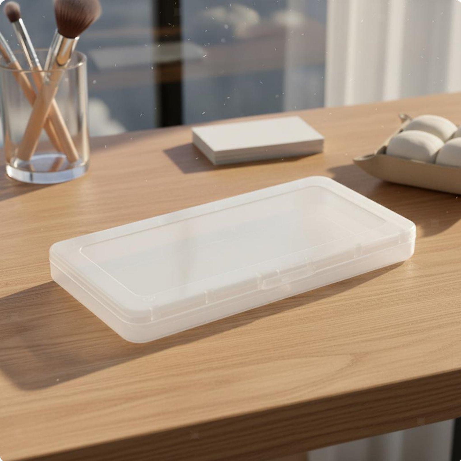 Set of 4 Rectangular Transparent Polypropylene Storage Boxes with Hinged Lids