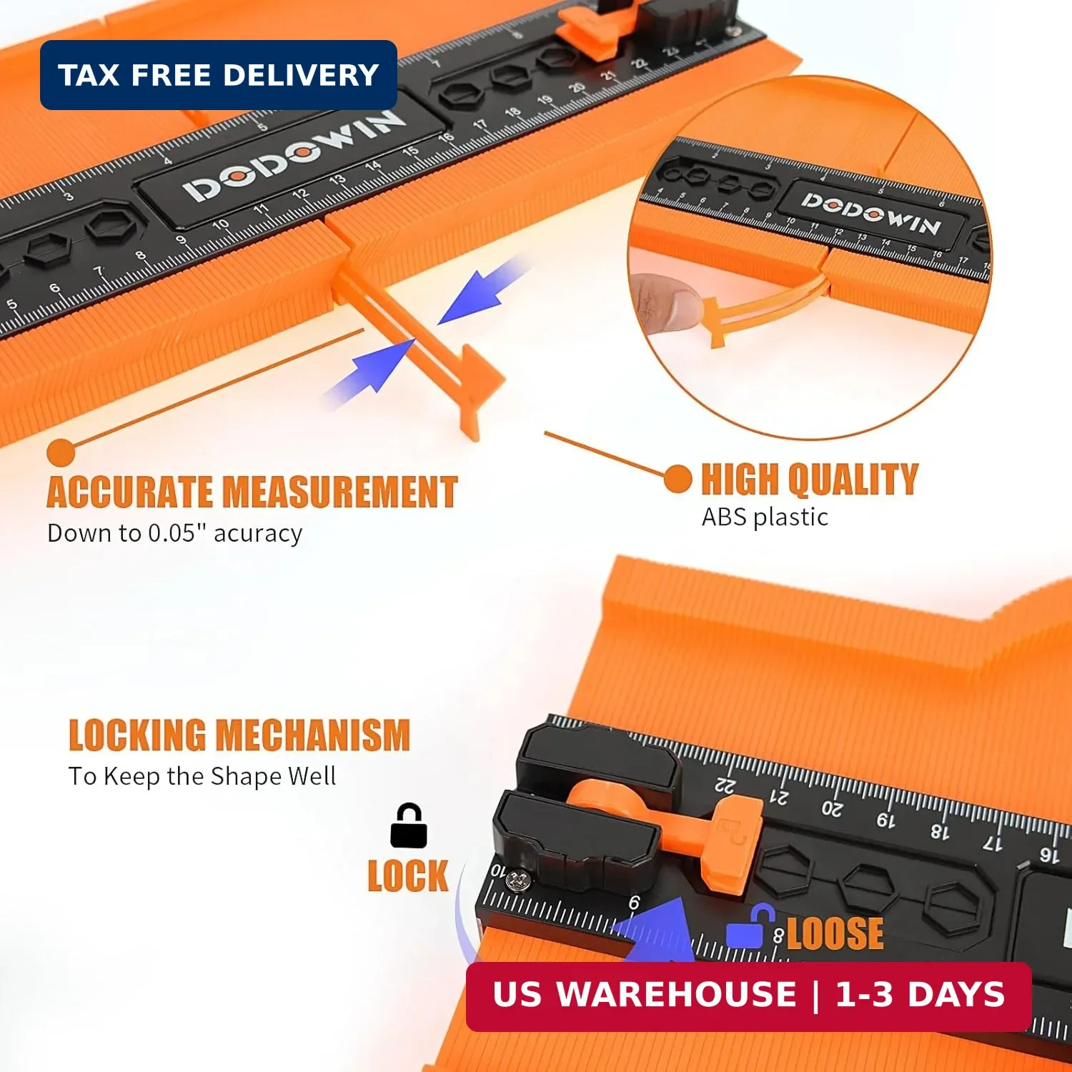 DODOWIN Connectable Contour Gauge with Lock, 20 Inch Profile Duplicator Tool for
