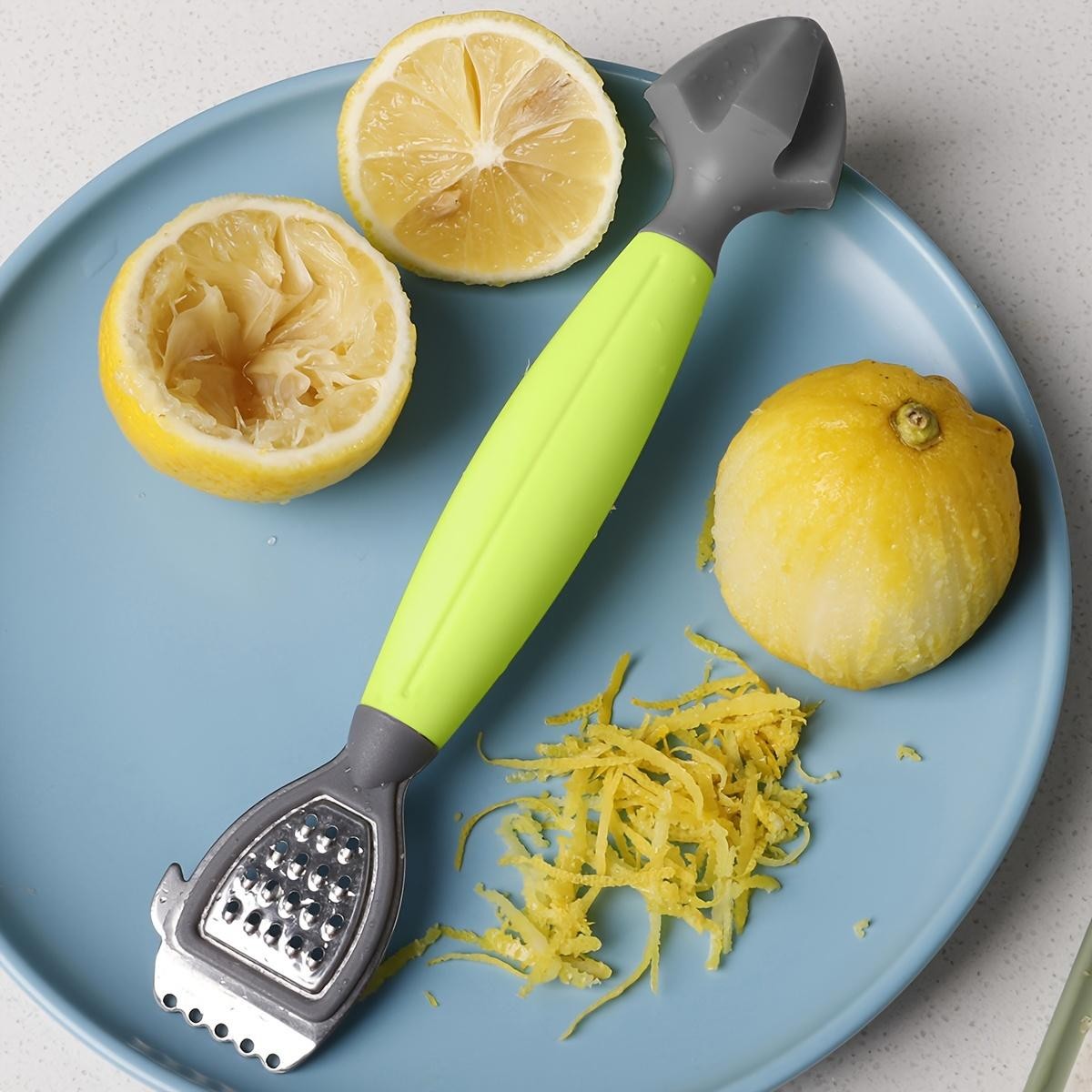 Multifunction Lemon Zester & Juicer Stainless Steel Green Handle