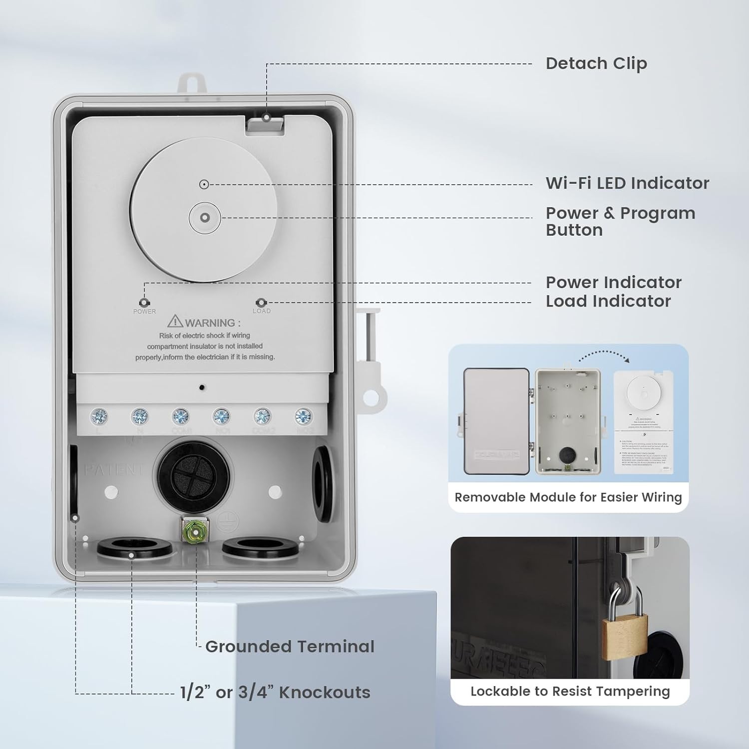 Outdoor Pool Timer Switch: 40A, WiFi Control, Listed