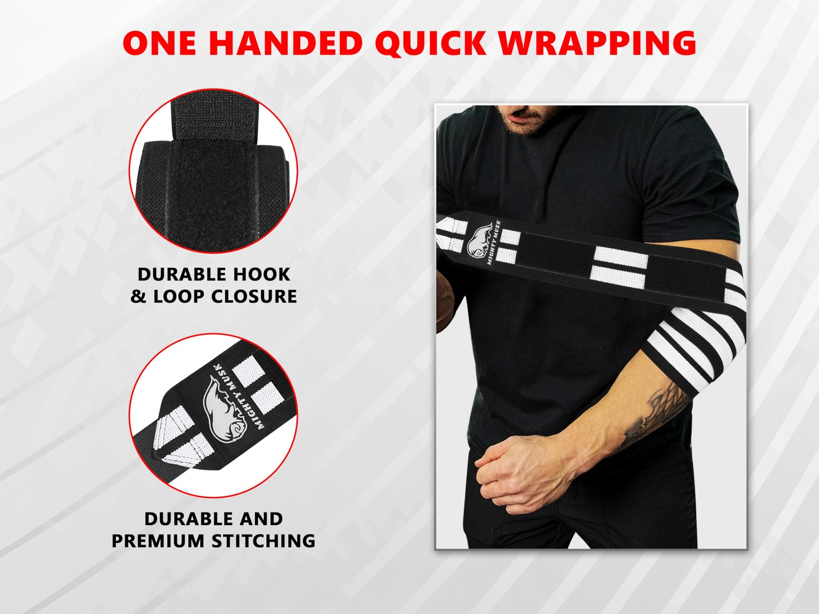 Flexible 40-inch Elbow Compression Strap and Joint Support White Striples