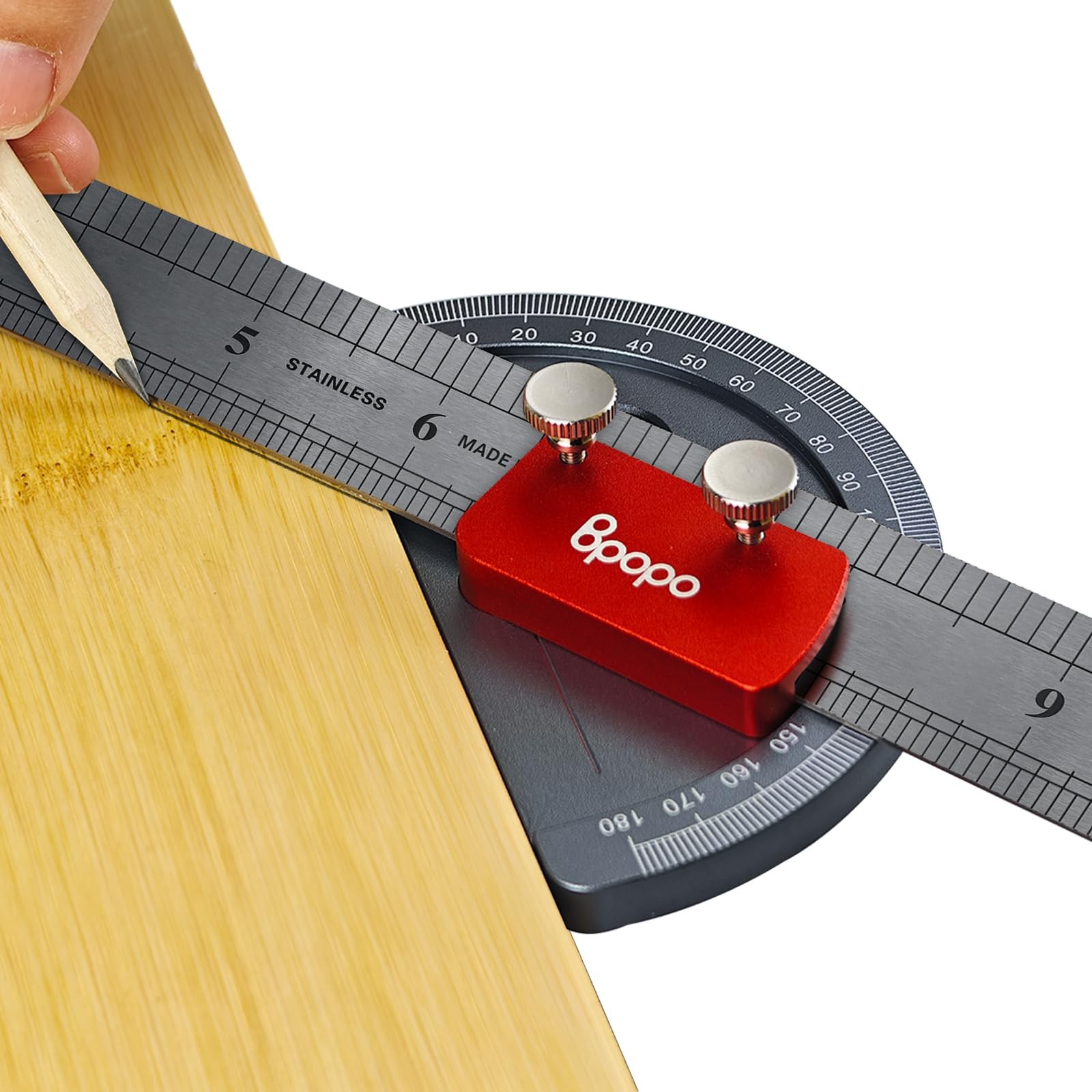 Upgrade Stainless Steel Angle Protractor– Precision 0°-180°Angle Finder for M...