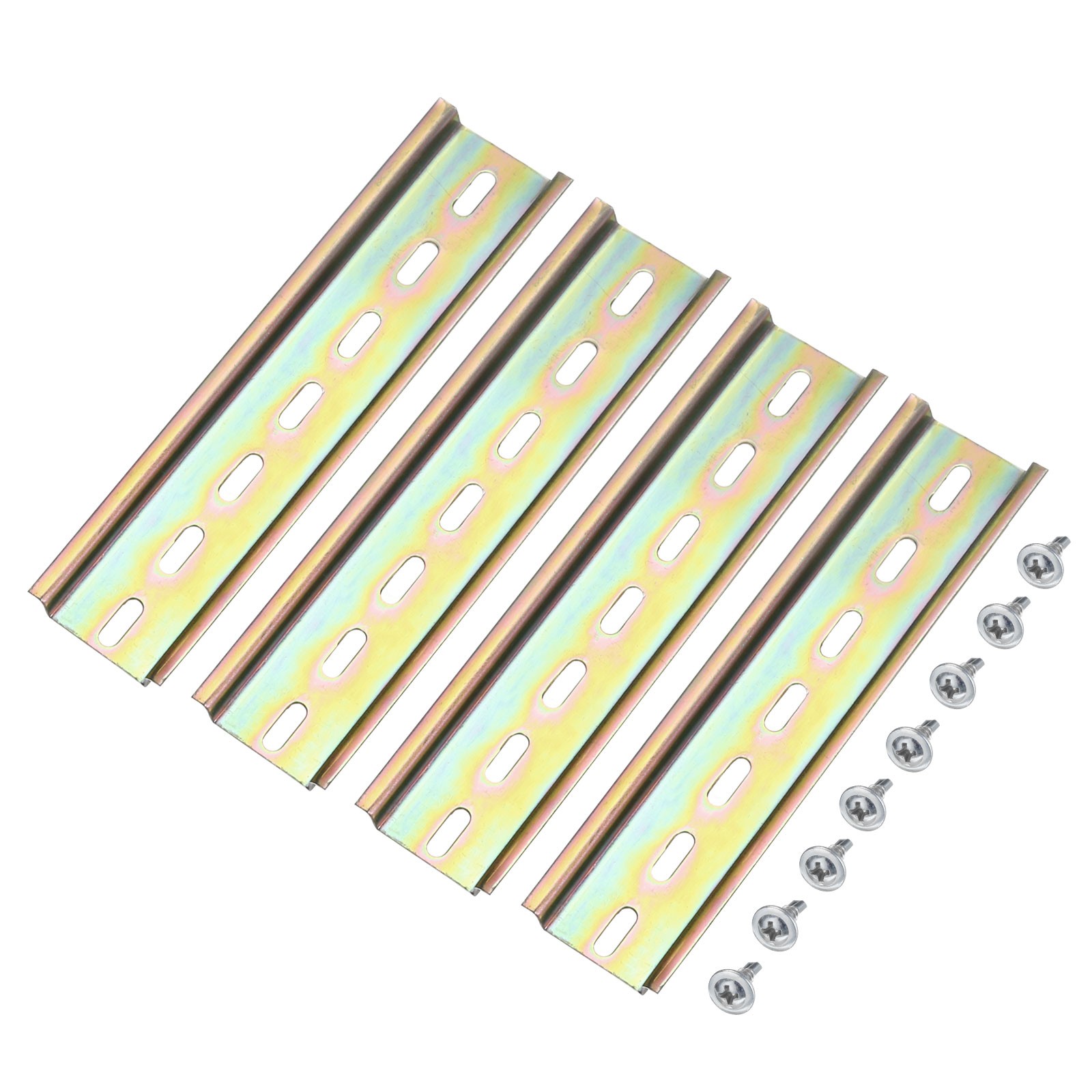 DIN Rail Slotted Iron Mounting Guide 6 " x 1.4 " x 0.3 " Iridescent 4 Pcs
