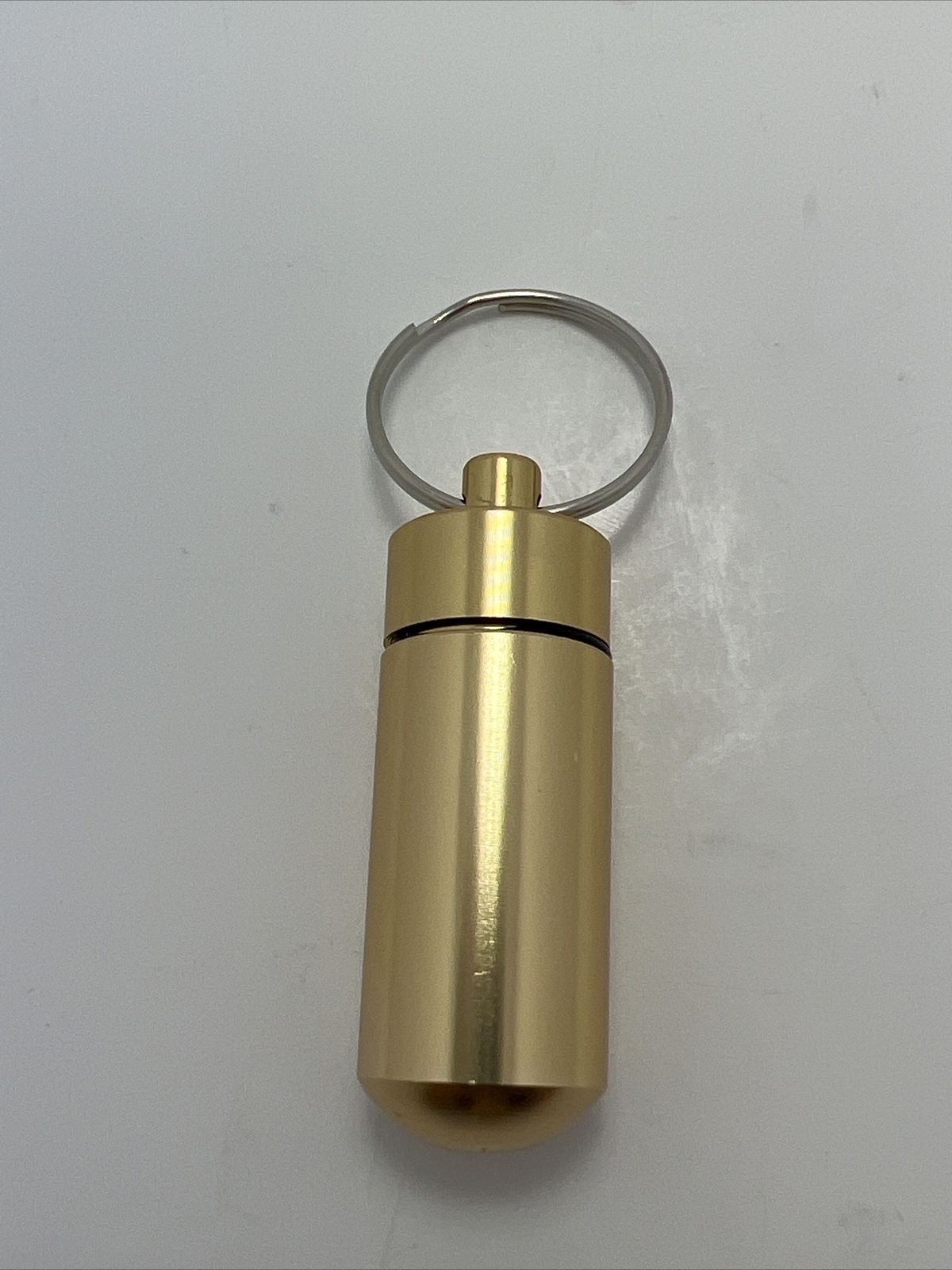 Gold Color Medium Size Aluminum Waterproof Pill Case Vial Keychain