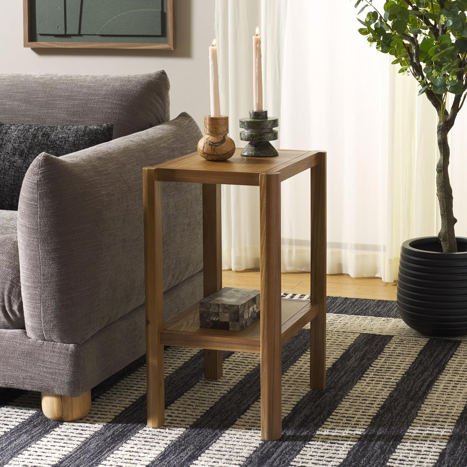 SAFAVIEH Home Collection - Hendro Accent Table, Natural Brown Rectangular Side T