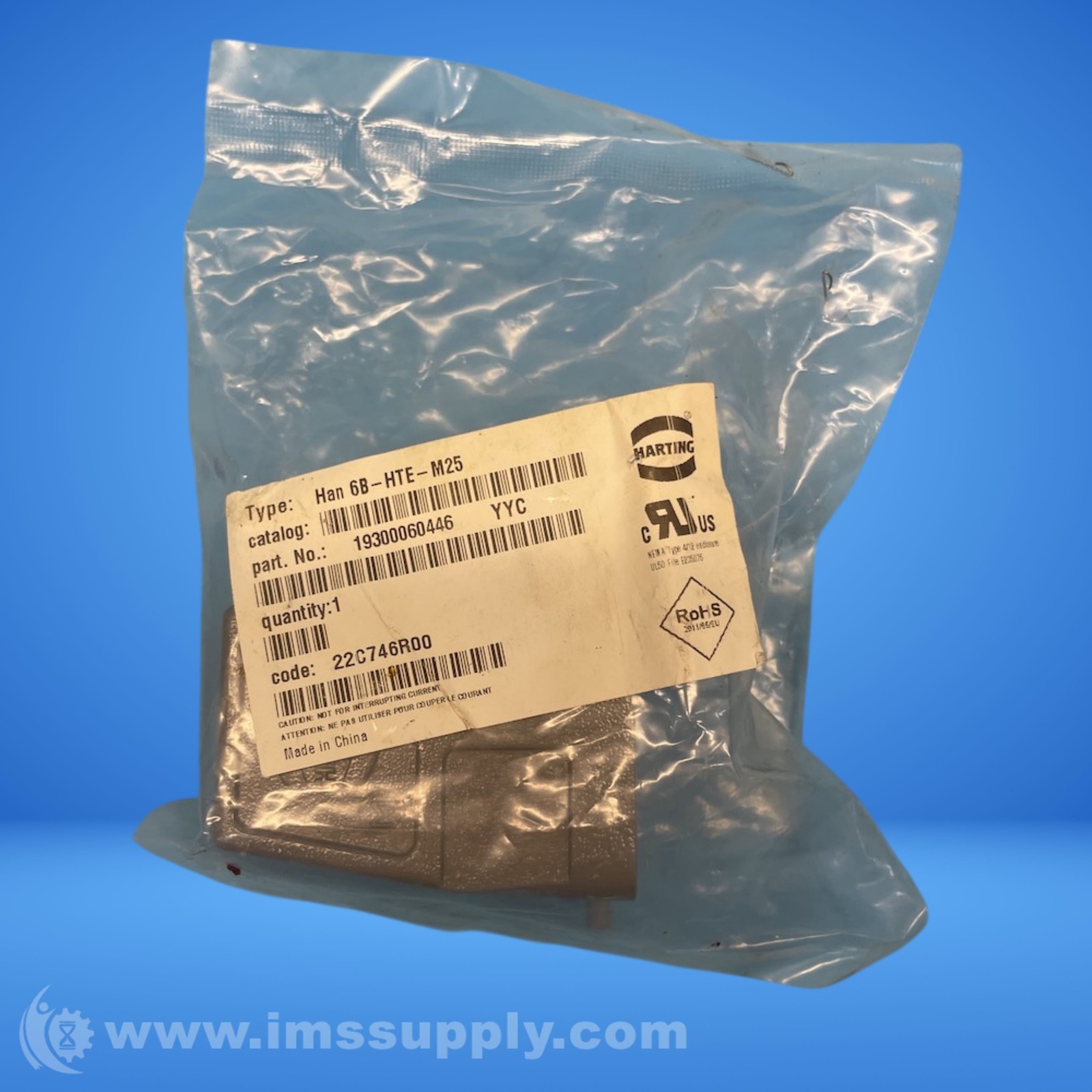 Harting 19300060446 Han B Hood Top Entry FNFP