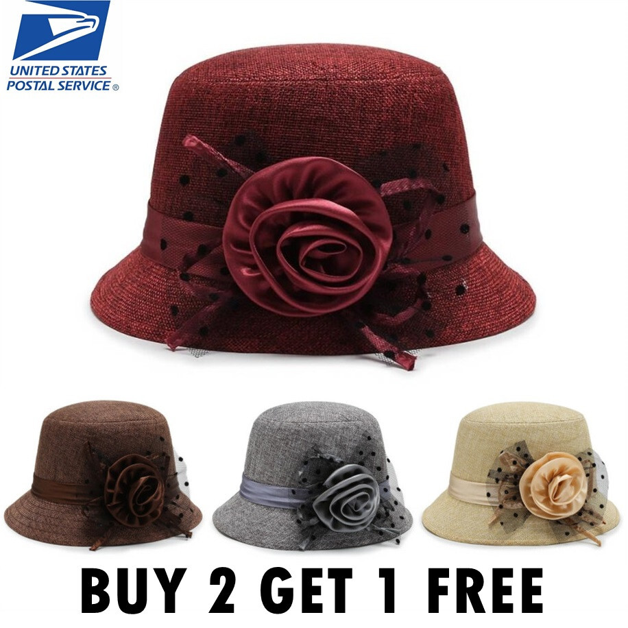 Women Lady Vintage Lilen Round Fedora Bow Cloche Derb Felt Bowler Cap Hat