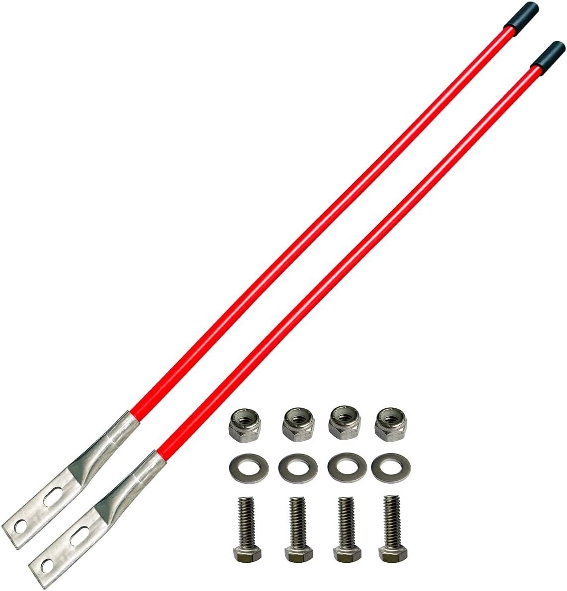2 Pair High-Visibility 3/4"x28" Orange Bumper Marker Rods Bolt-On