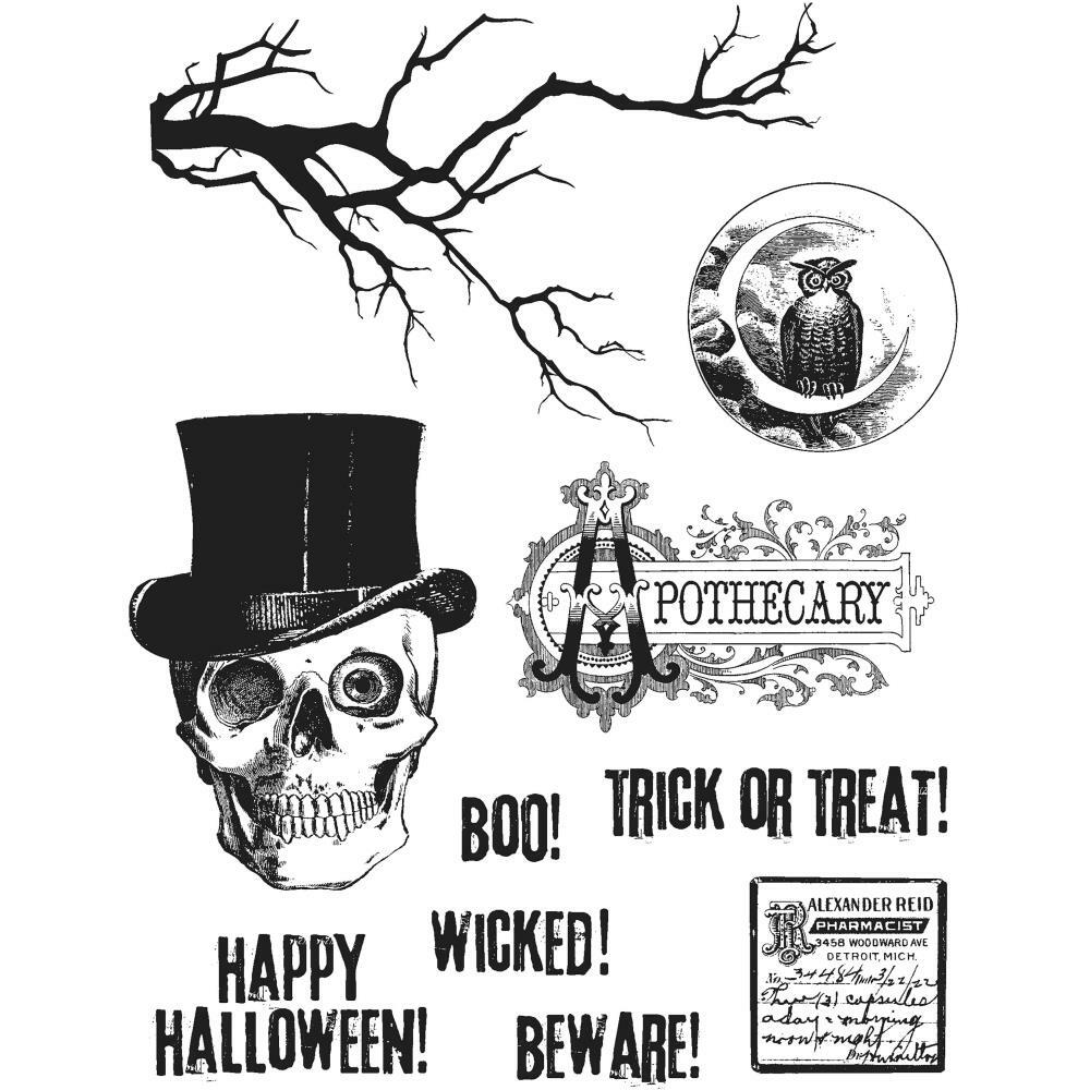 Tim Holtz Stampers Anonymous "MR. BONES" Red Rubber Cling Stamp Set