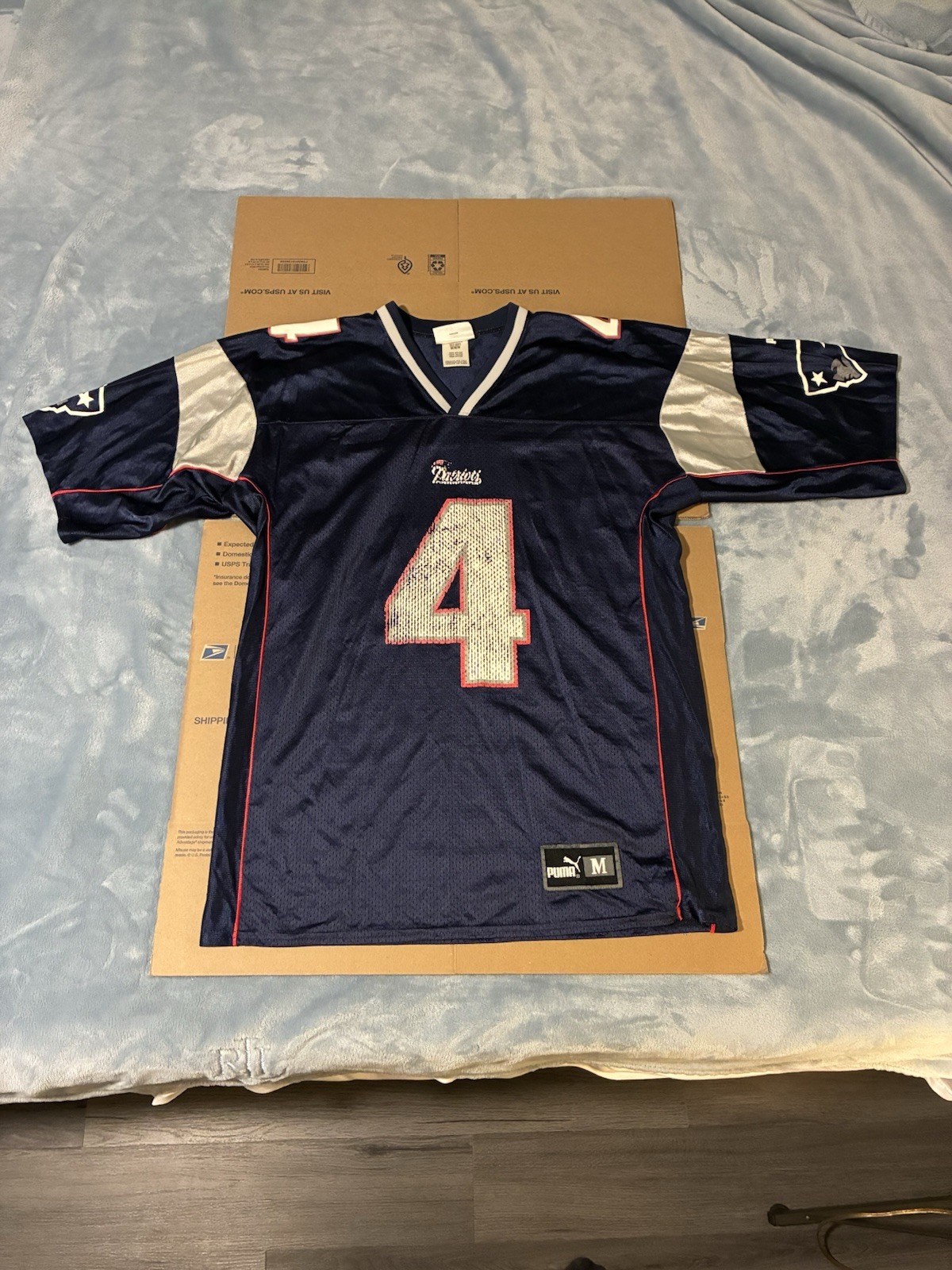 PUMA NFL New England Patriots Adam Vinatieri #4 Jersey Size M Blue Football VTG