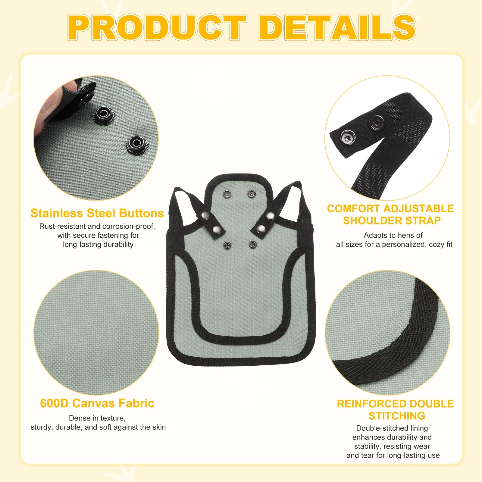 2-Pack Chicken Saddle with Adjustable Strap for Hens [Gray]