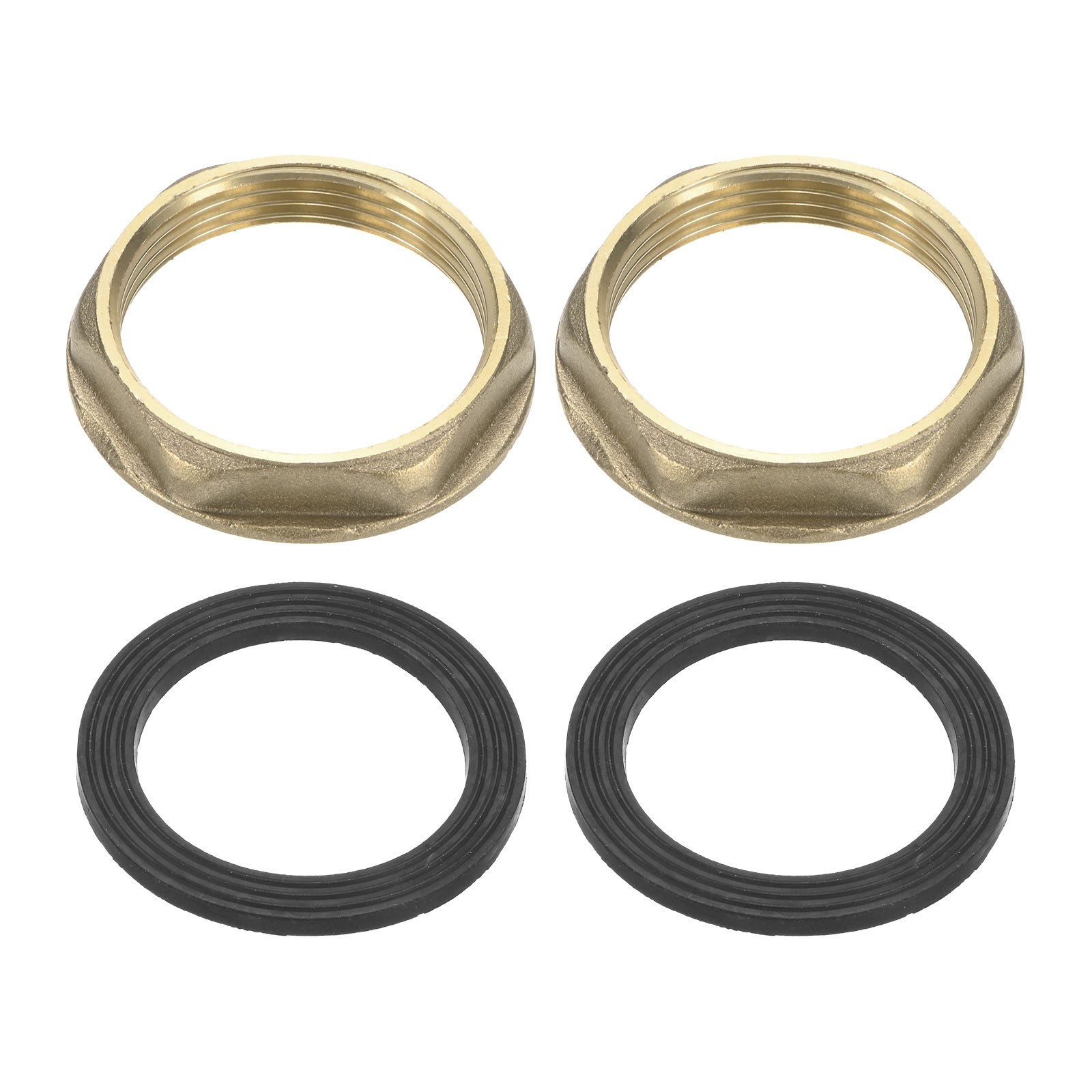 2 Pcs Brass G 1-1/2" Pipe Fitting Flange Hex Locknuts with Washer
