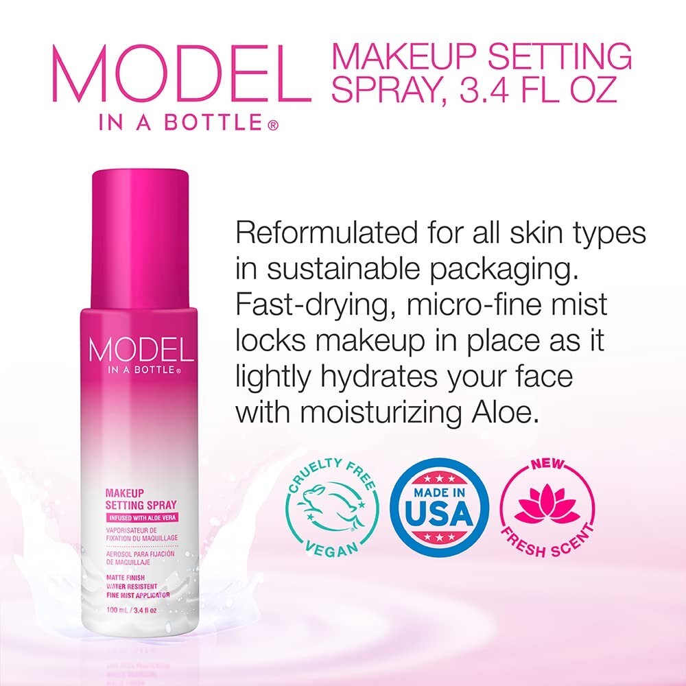 Model in a Bottle Makeup Original Setting Spray, Smooth, Matte Finish 3.4 oz