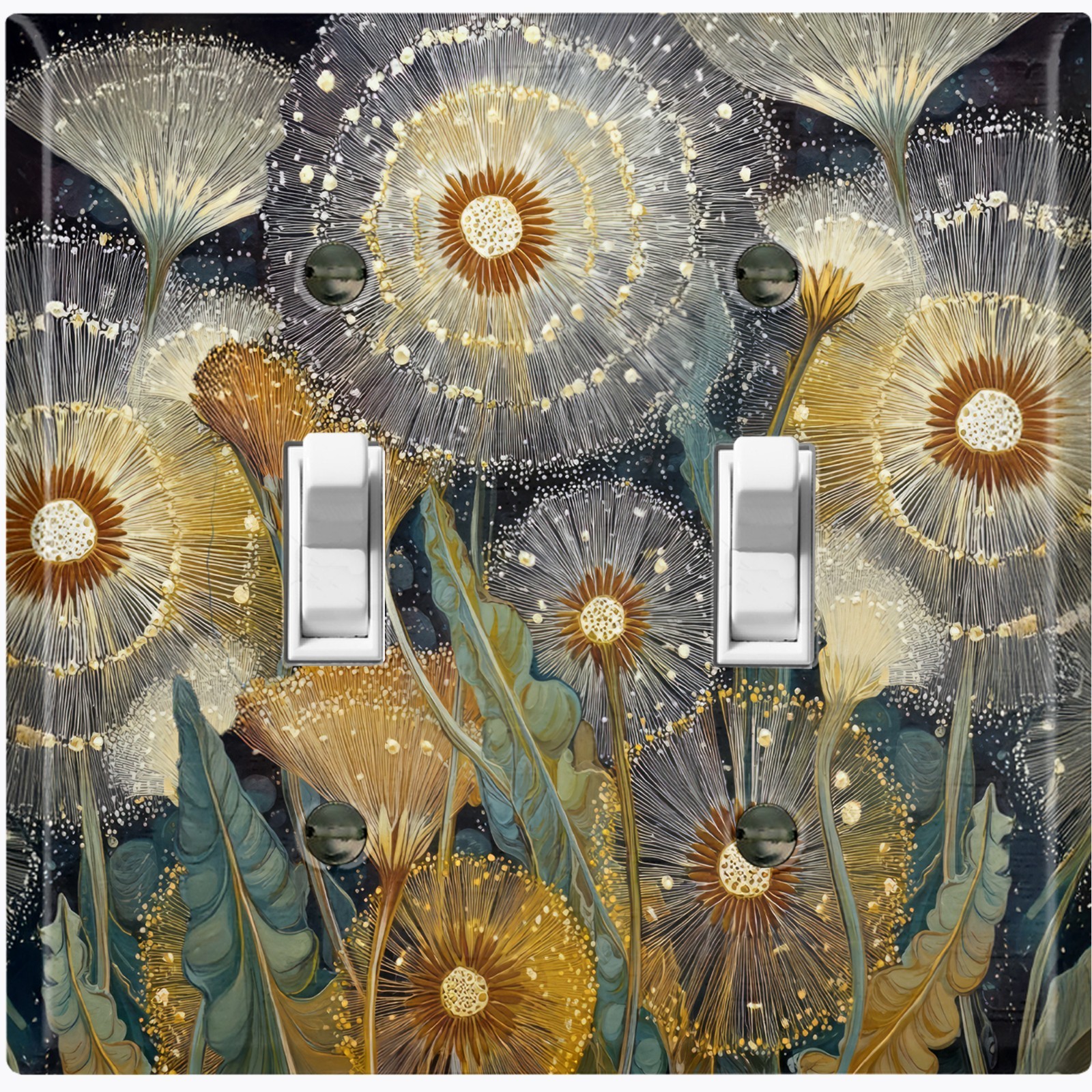 Metal Light Switch Outlet Cover Decorative Wall Plate Dandelion Flowers FWR225