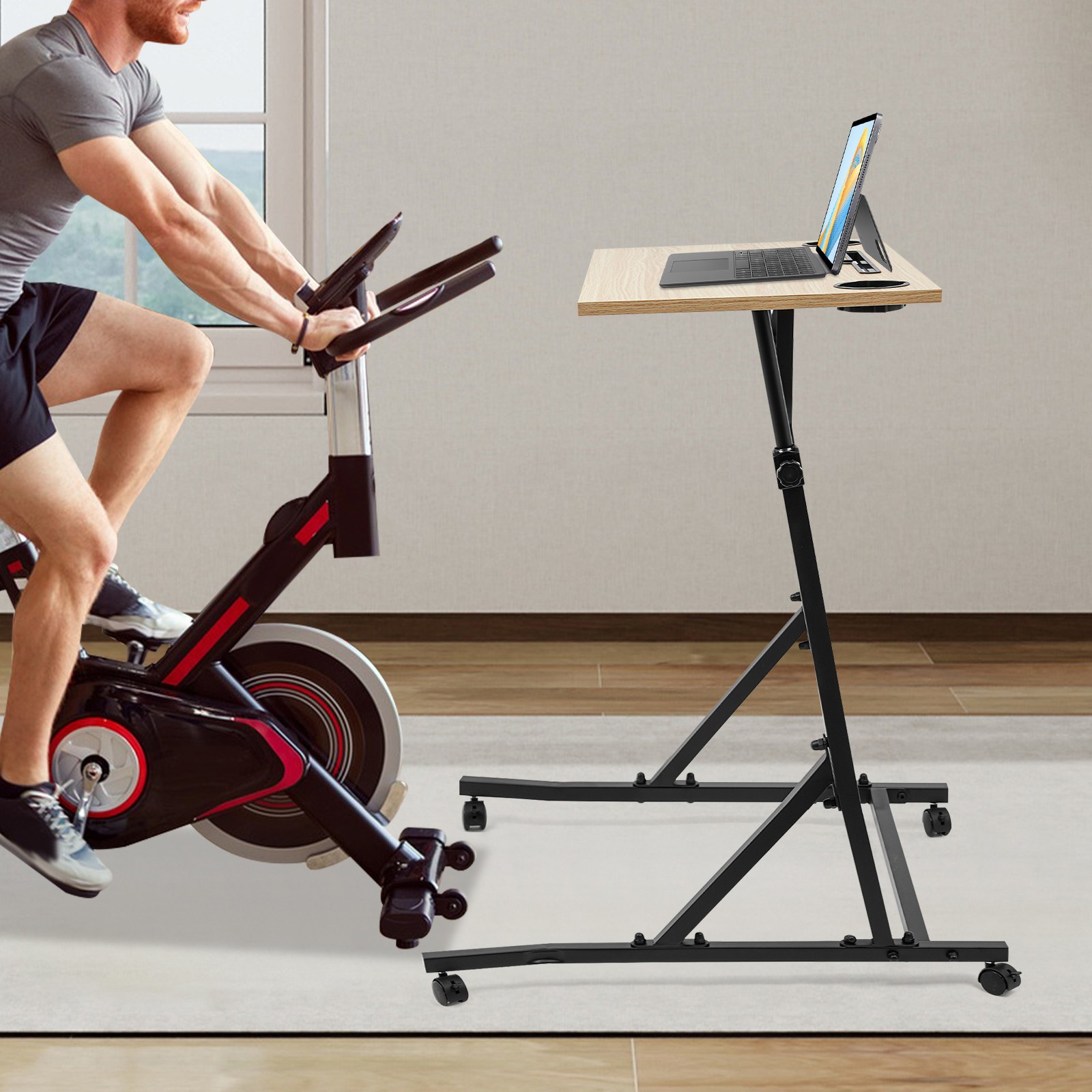 Adjustable Height Bike Trainer Fitness Desk Standing Desk For Indoor Cycling
