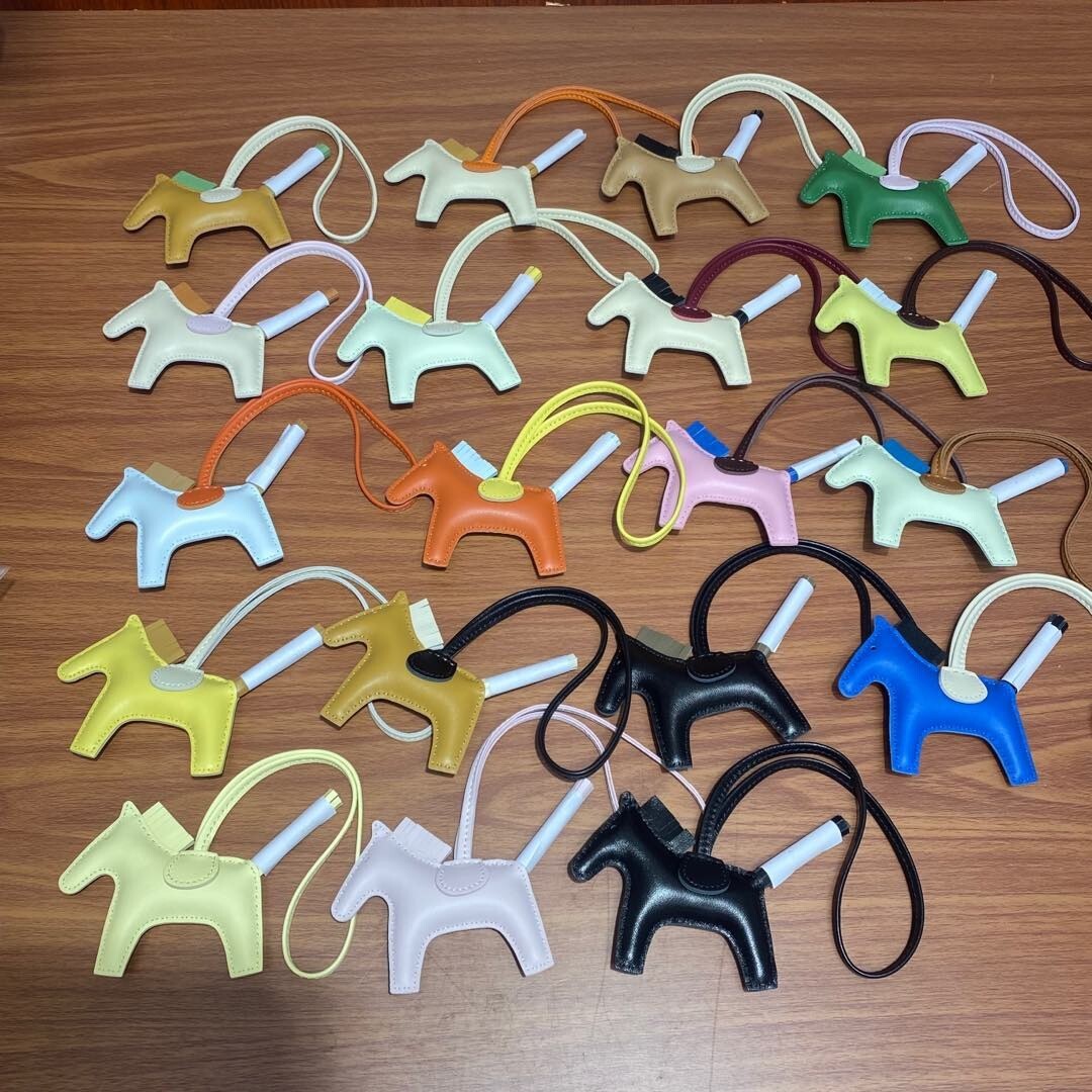 29 Color Lambskin Soft Leather Mini Rodeo Horse bag Charm With Saddle Pendant