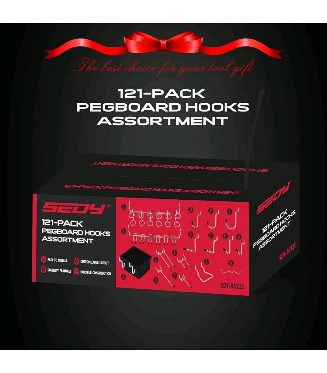 121 Pcs Pegboard Hook Assortment PegBoard Accessories, PegBoard Hooks, Pegboard