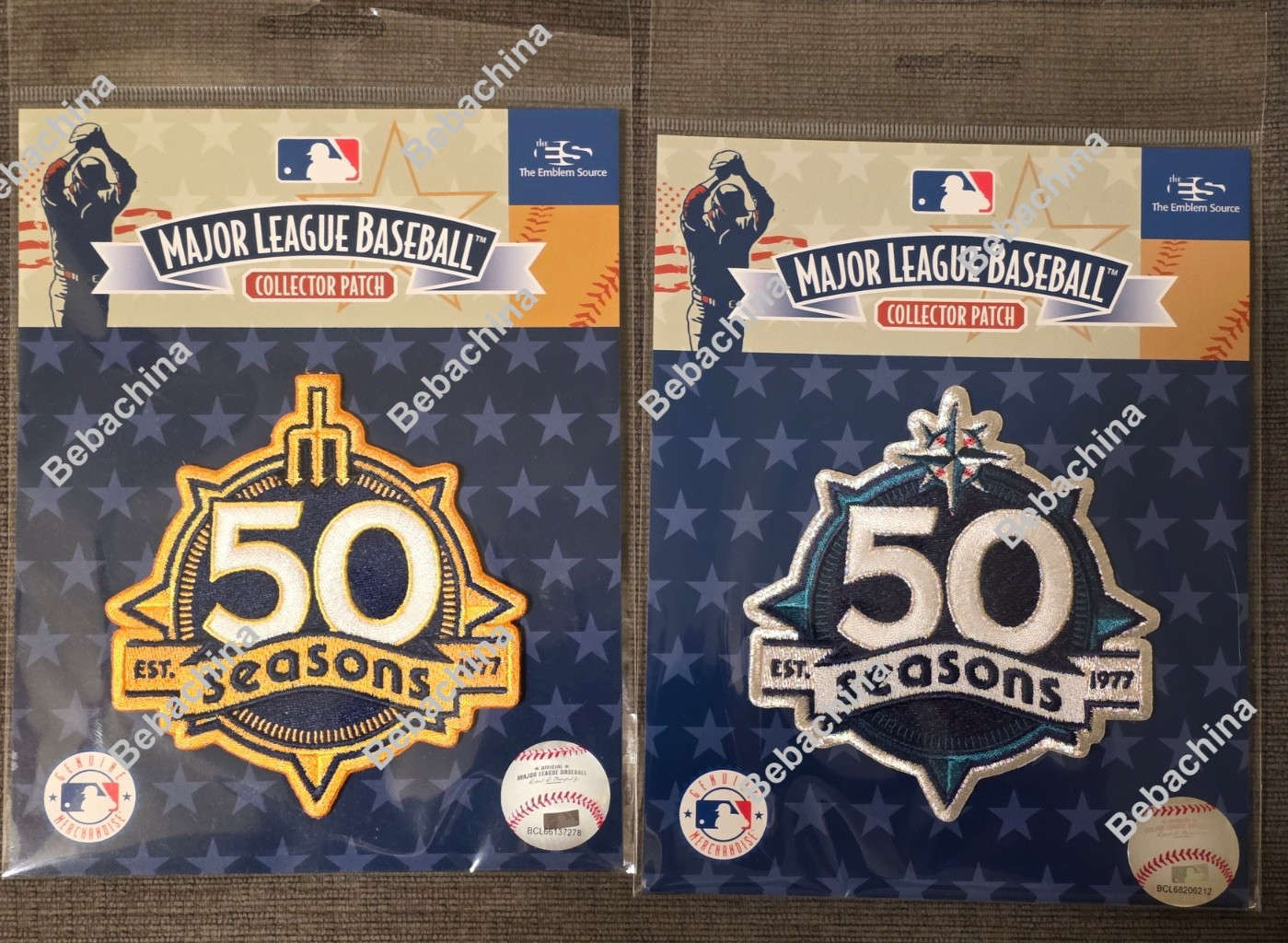 Both 50 Season Patch Seattle Mariners 50th Anniversary Baseball Jersey Patch