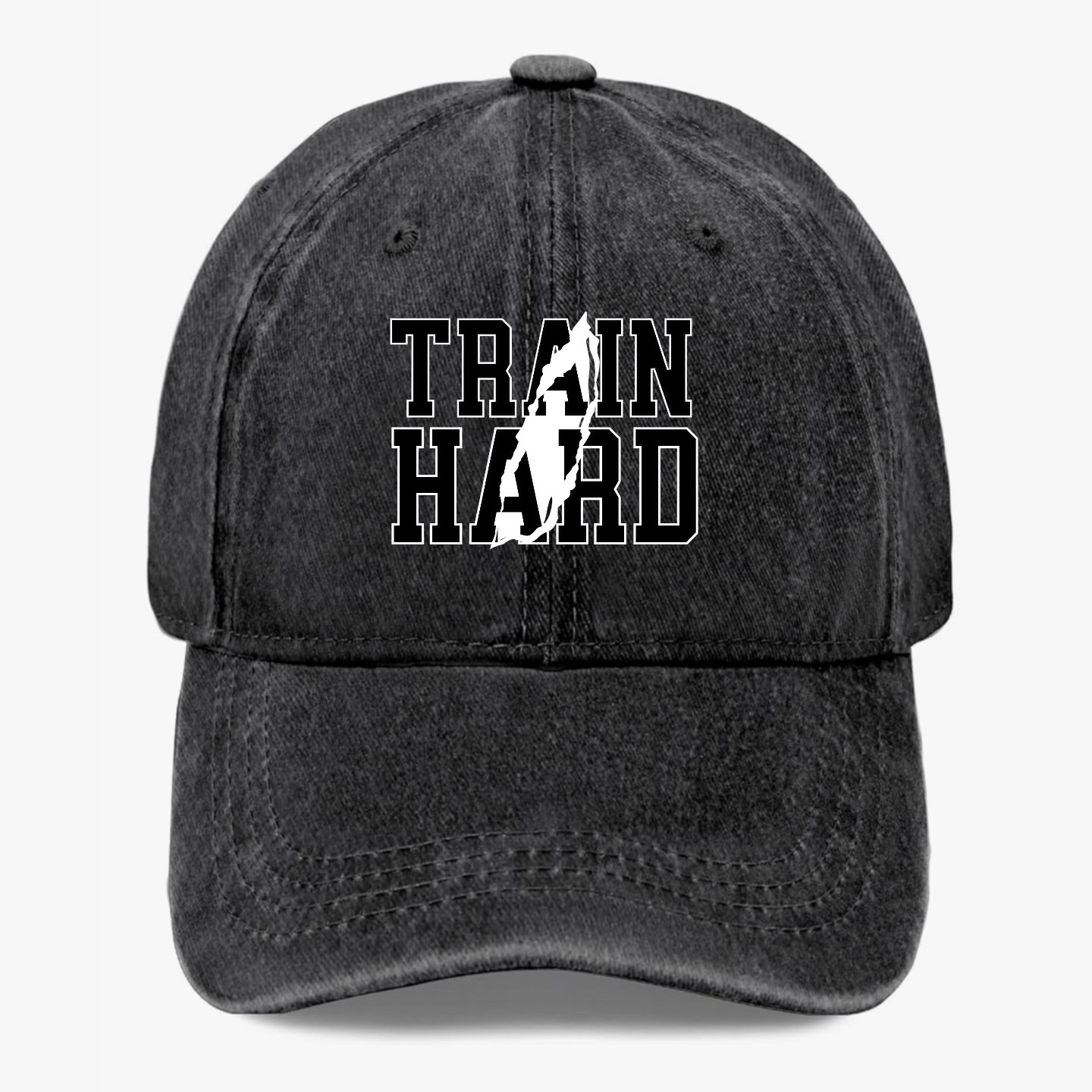 Train Hard Workout Hat Gym Fitness Motivational Dad Baseball Cap Adjustable