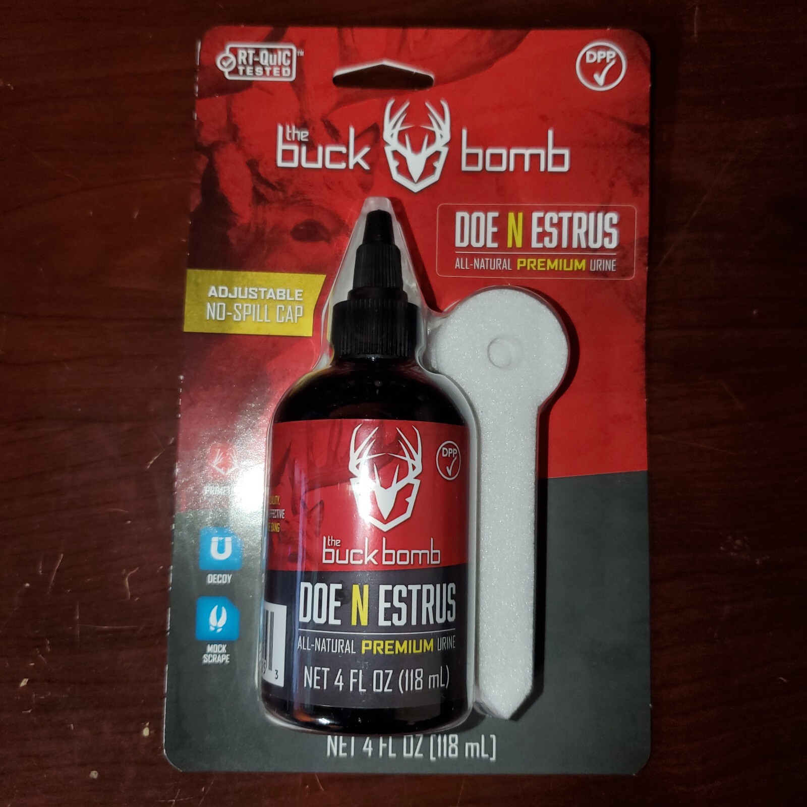 The Buck Bomb 180 Day Estrus All Natural Premium Urine 4 oz. with 4 Wicks. ATA