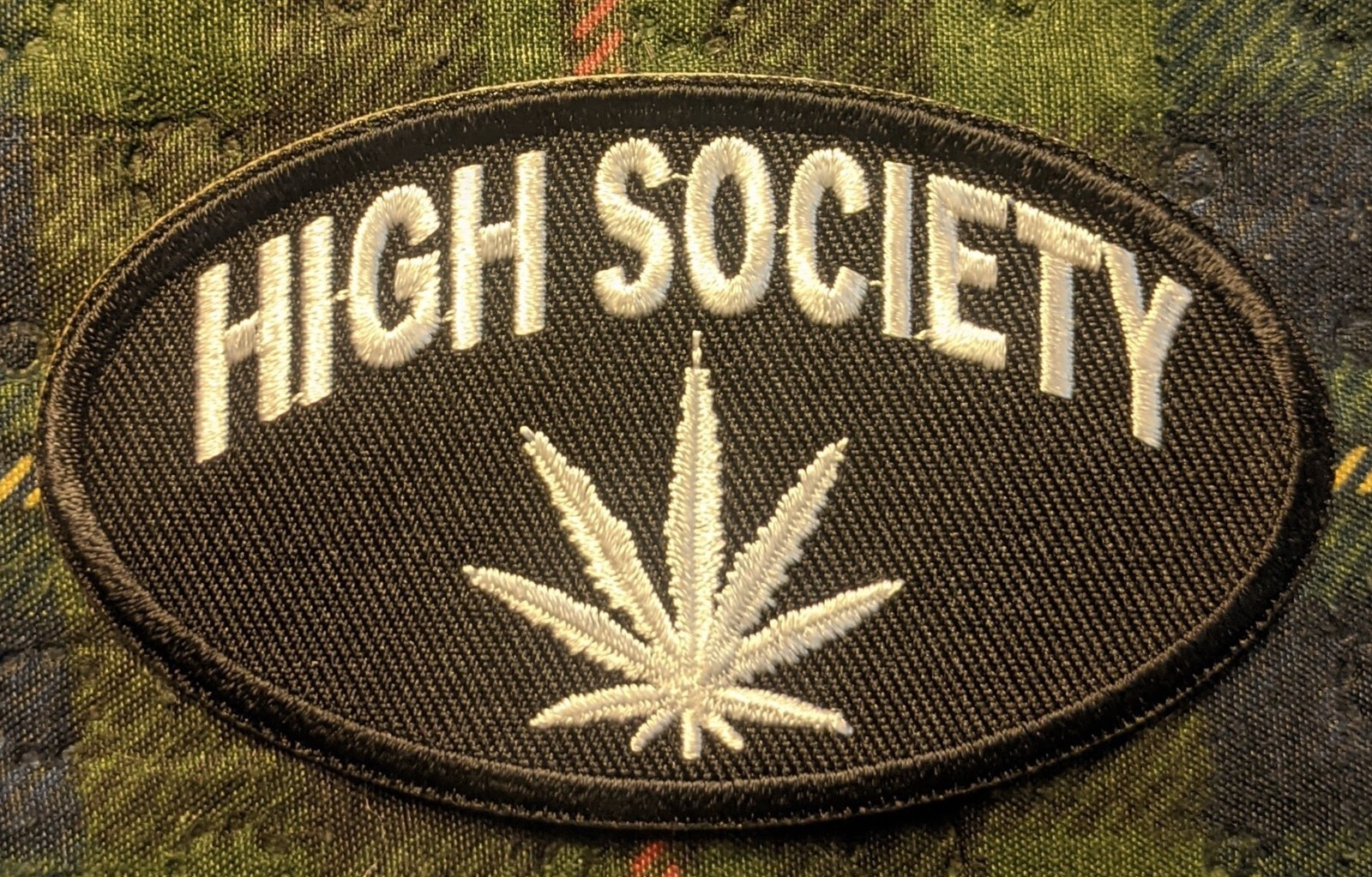 High Society Marijuana Leaf  Embroidered Biker Patch