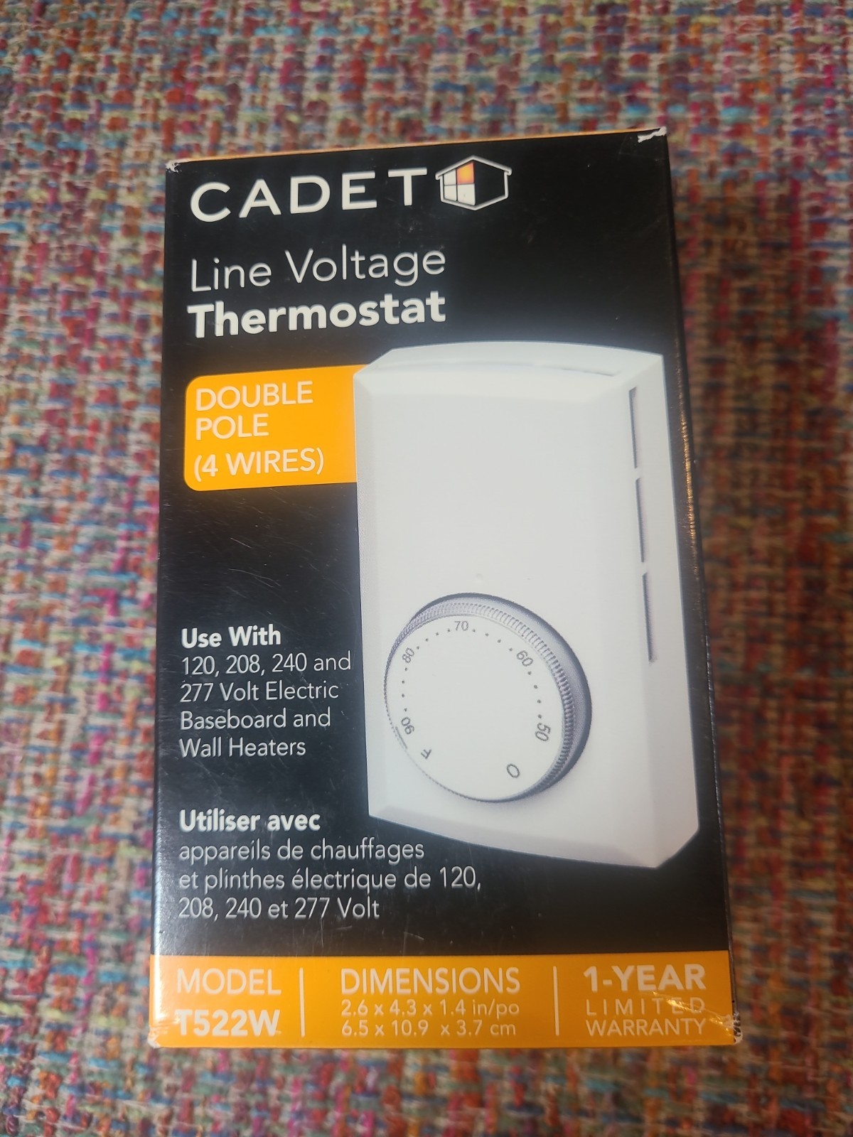 Cadet T522-W (08301) Mechanical Double Pole Wall Mounted Thermostat White