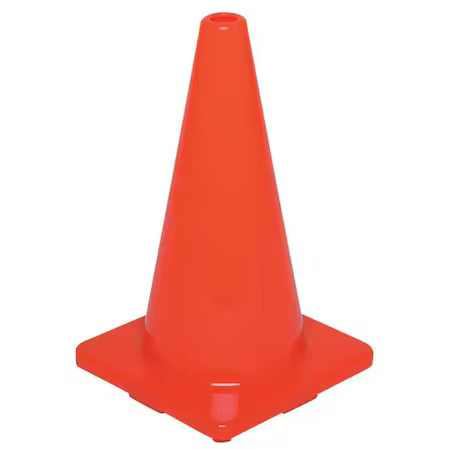 Zoro Select 6Fgz7 Traffic Cone, Pvc, Non-Reflective, 18 In Height, 2.3 Lb,,
