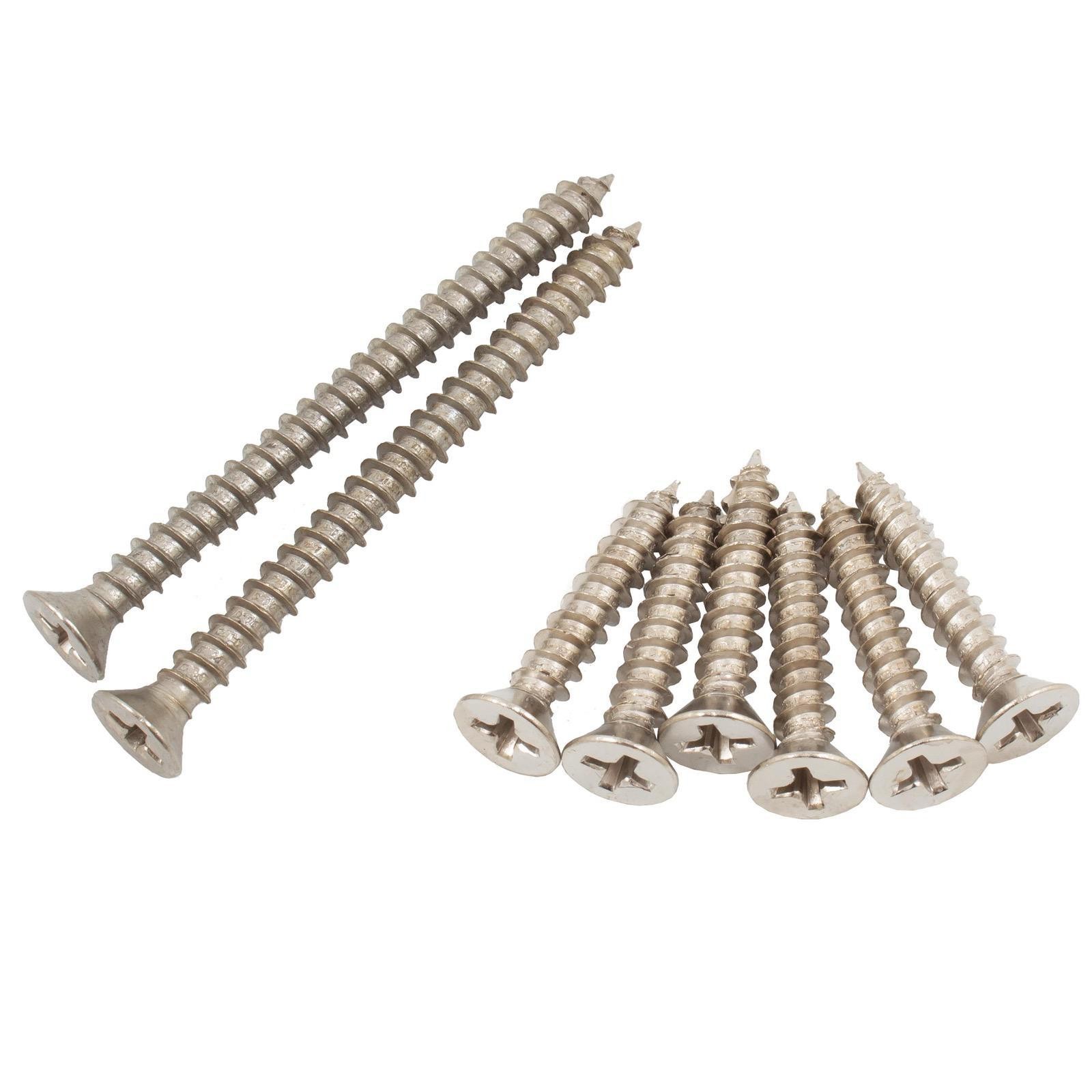 Large Door Screw Pack, #9 x 2-1/4" (2-Pack) and #9 x 1" (6-Pack), Satin Nickel b