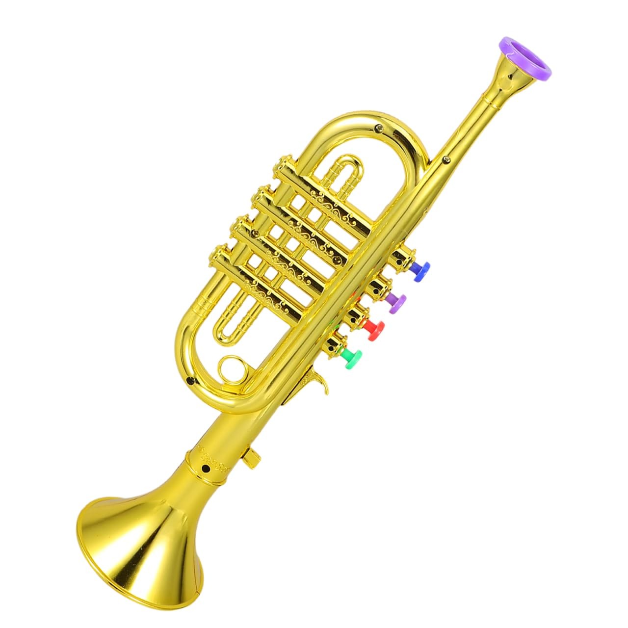 Plastic Trumpet Musical Instruments Toy with 4 Colored Coded Keys Teaching So...
