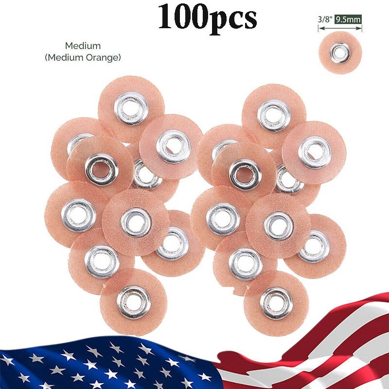100PCS Dental Soflex discs Medium Composite Finishing Polishing Discs 9.5mm