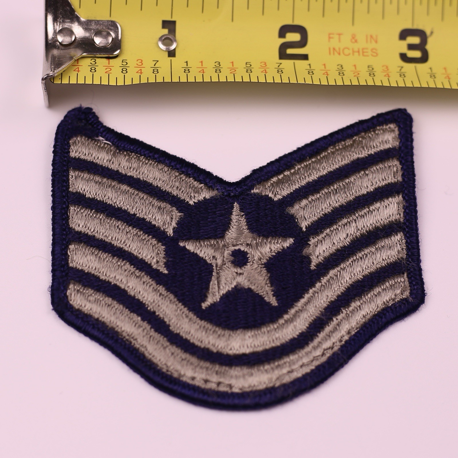 U.S. Military USAF Technical Sergeant Rank Insignia Patch E6 Blue Grey 3” Merrow
