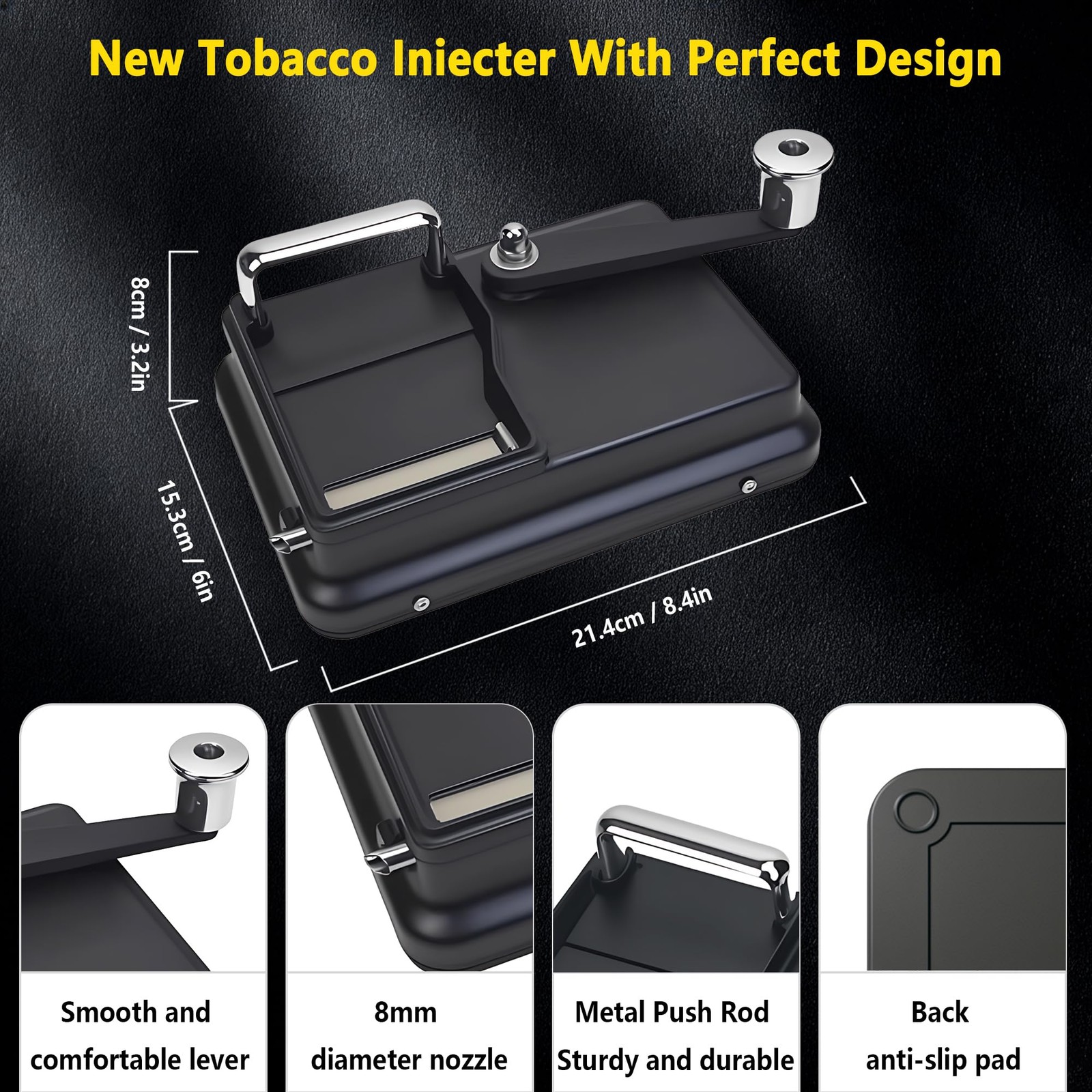 ShenDu Cigarette Rolling Machine Manual Injector for 8mm Tubes（Black）