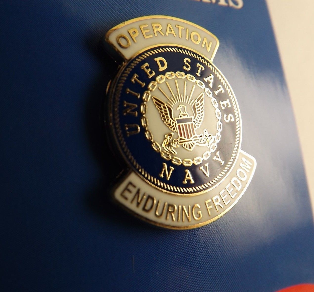 NEW Lapel Pin U.S. NAVY Operation Enduring Freedom Enamel 1-1/16" FREE SHIP