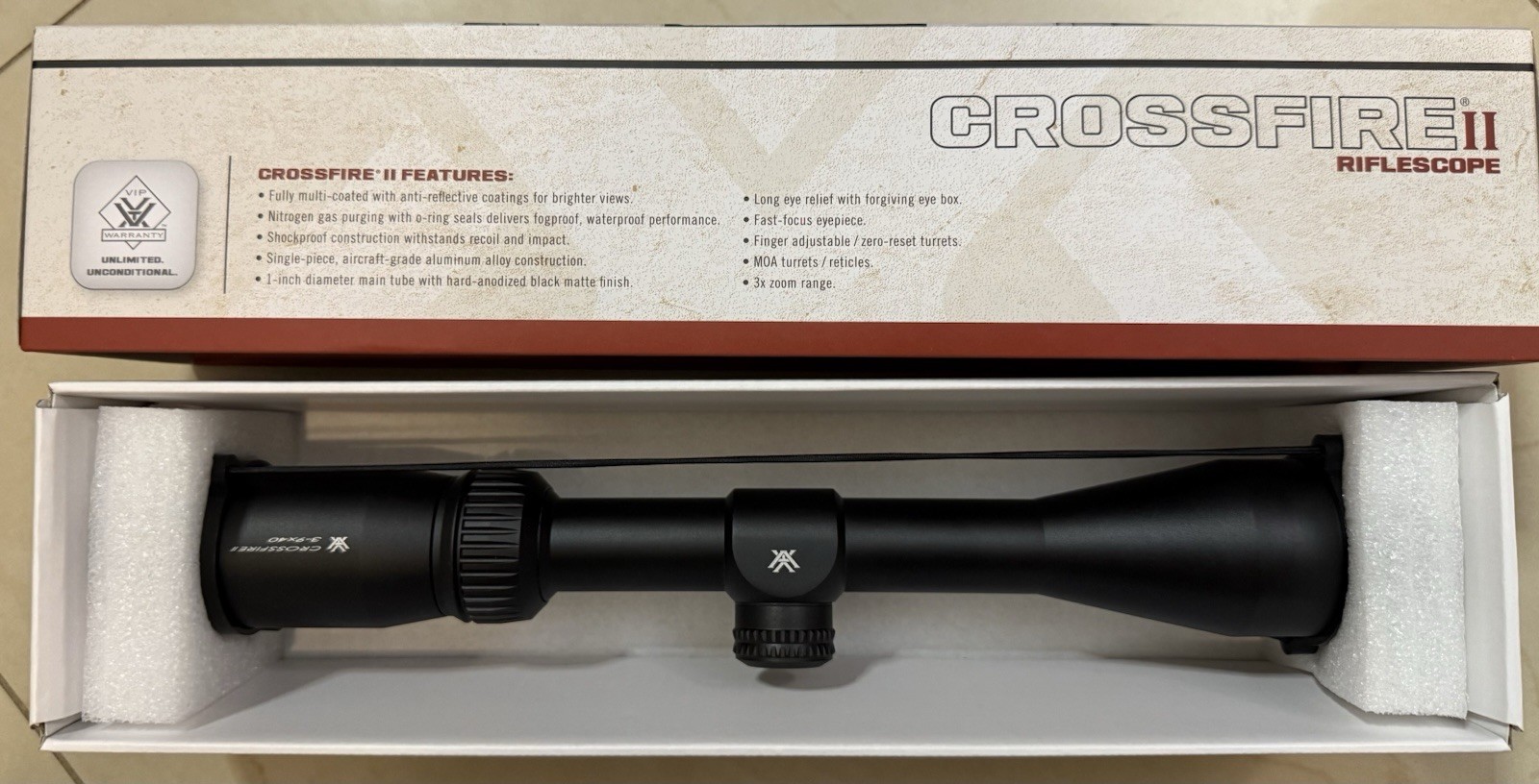 Vortex Crossfire II 3-9x40 Rifle Scope V-Plex Reticle CF2-31005