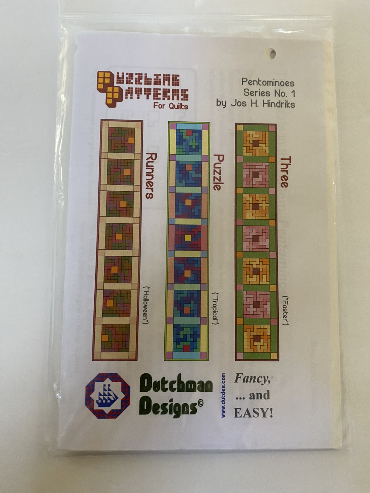 Dutchman Designs puzzling patterns for quilts Jos H Hindriks Three Puzzle Runner