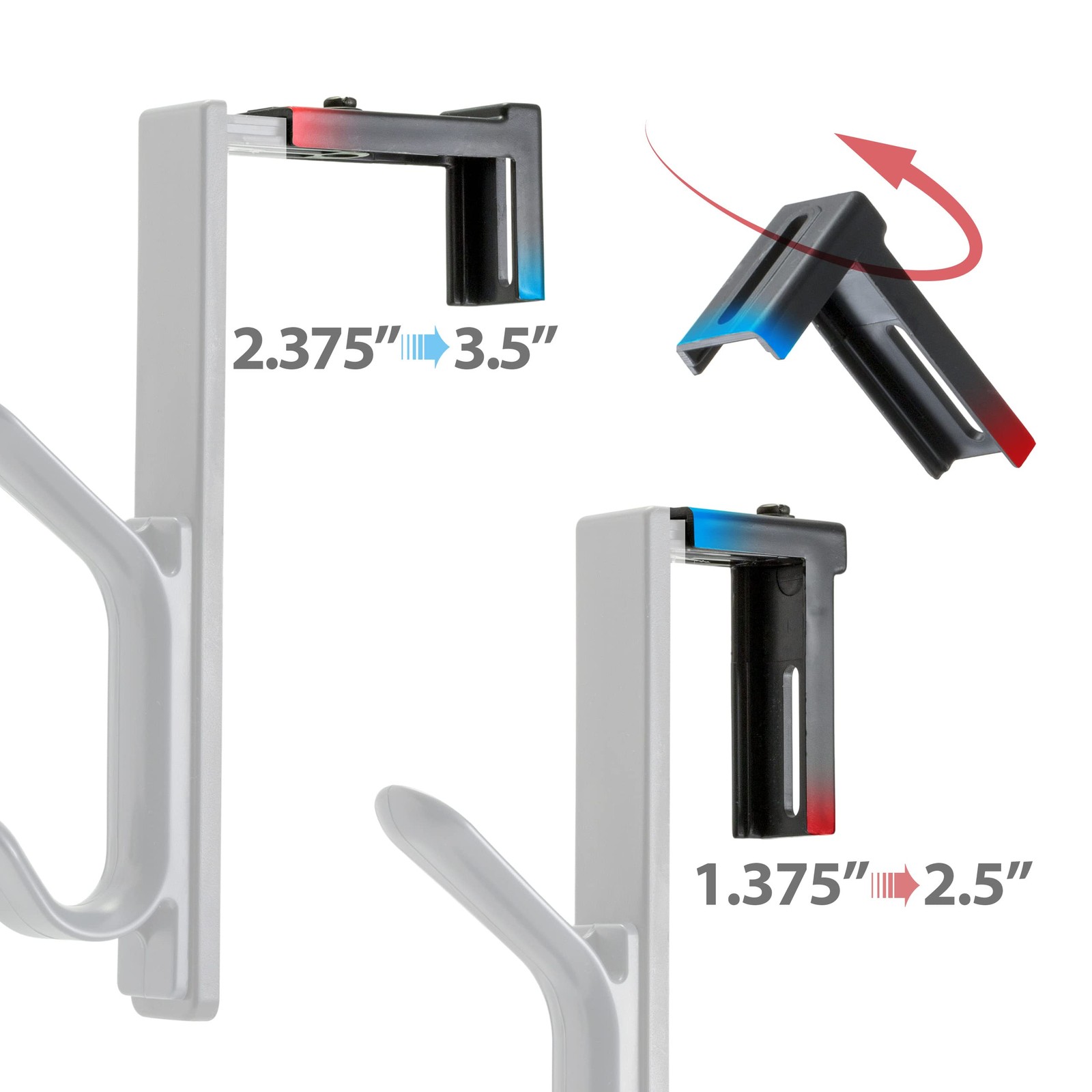 Officemate Double Coat Hooks for Cubicle Panels, Adjustable, 2 Pack, Black