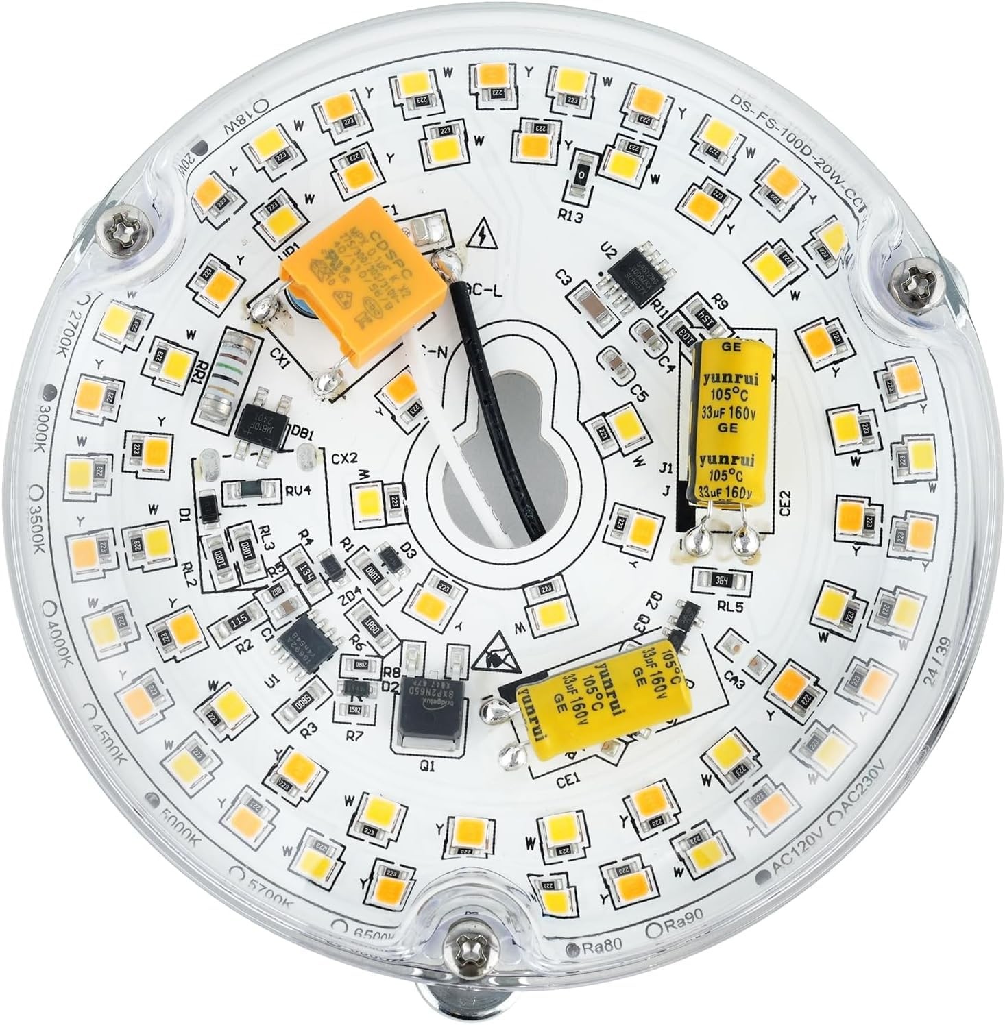 HAOLEDI 4" 20W LED Ceiling Fan Light Retrofit Kit, 3CCT
